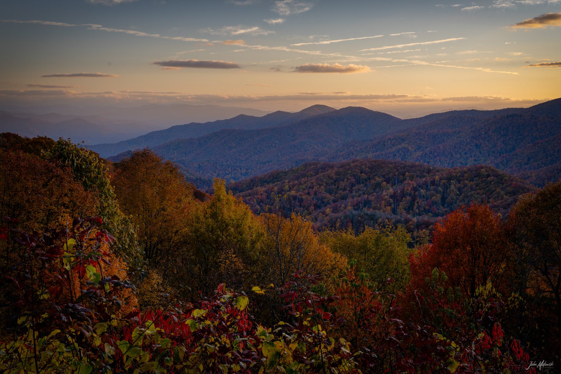 Sunset at Charles A Webb Overlook, Great Smoky Mountains National Park