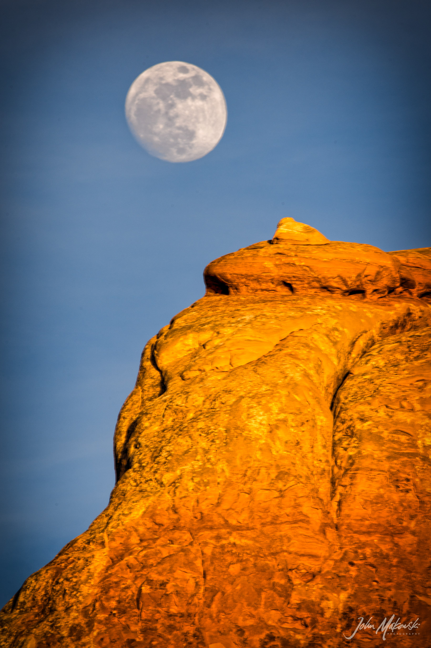 Full Moon Rising over Windows Area, Arches National Park, Utah