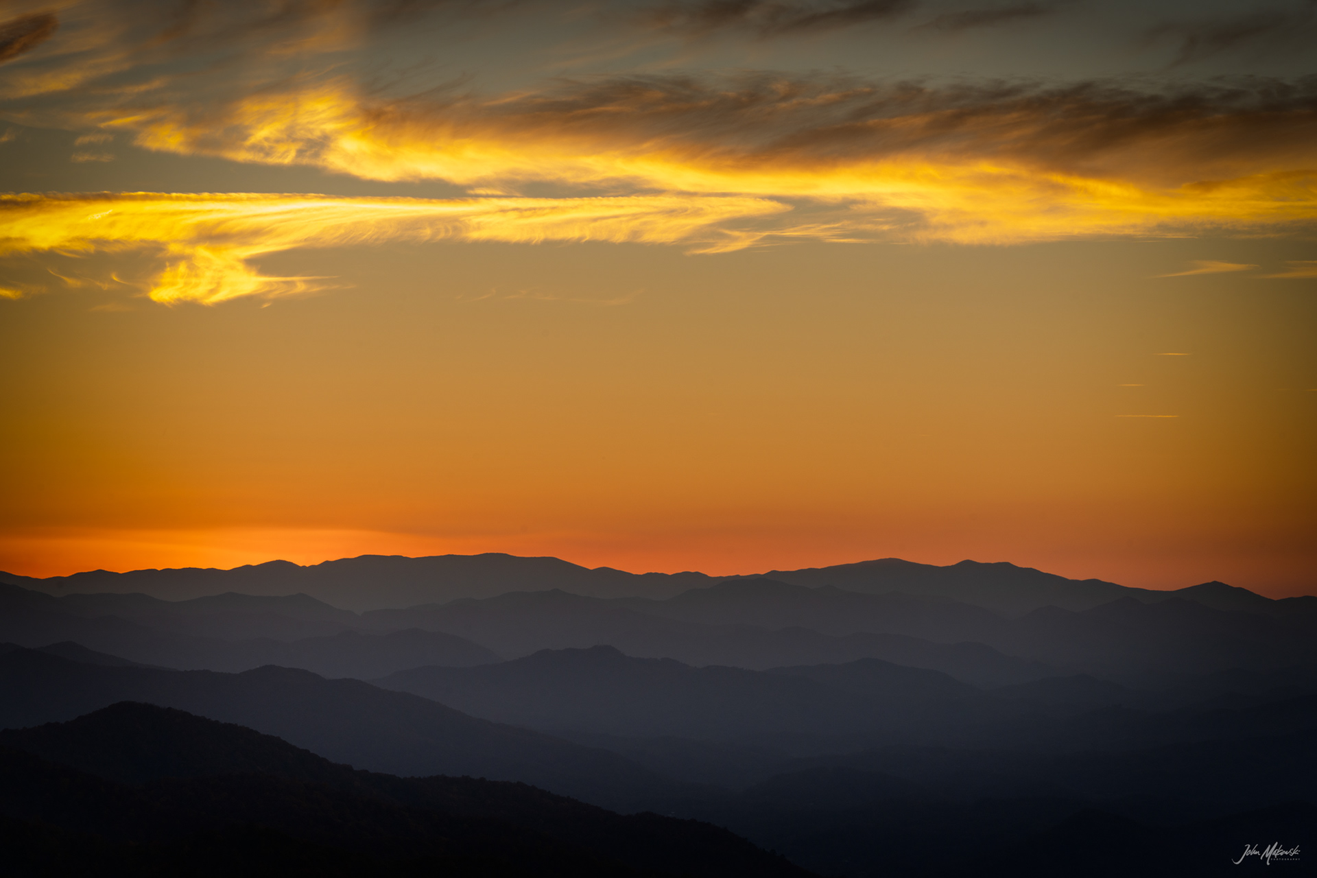 Sunset at Luftee Overlook on New Found Gap Road, Great Smoky Mountains National Park
