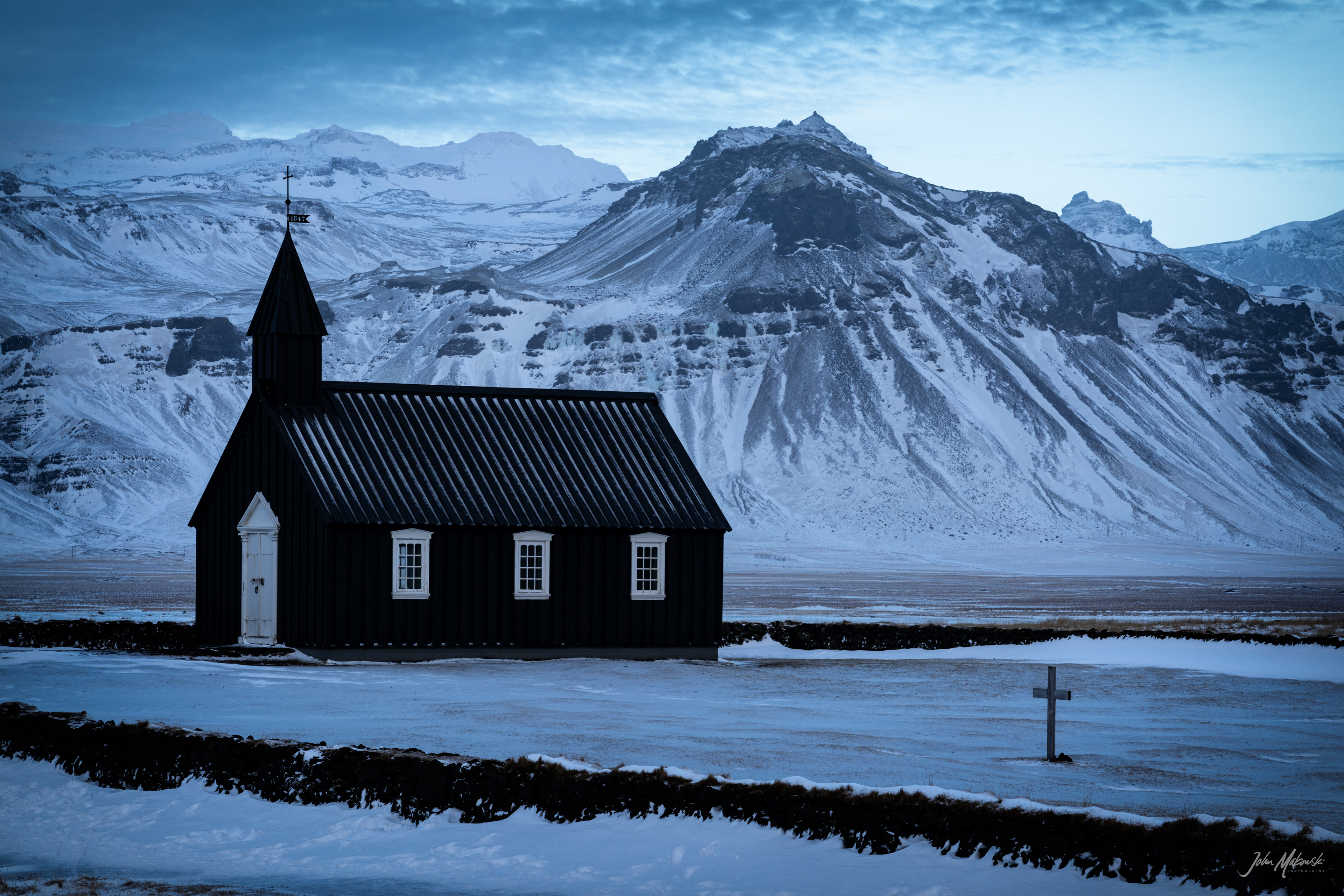 Búðakirkja (aka Black Church) a local parish church that dates back to 1703 on the south side of Snæfellsnes Peninsula.
