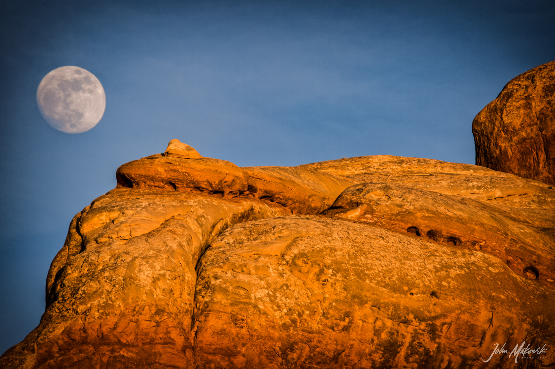 Full Moon Rising over Windows Area, Arches National Park, Utah
