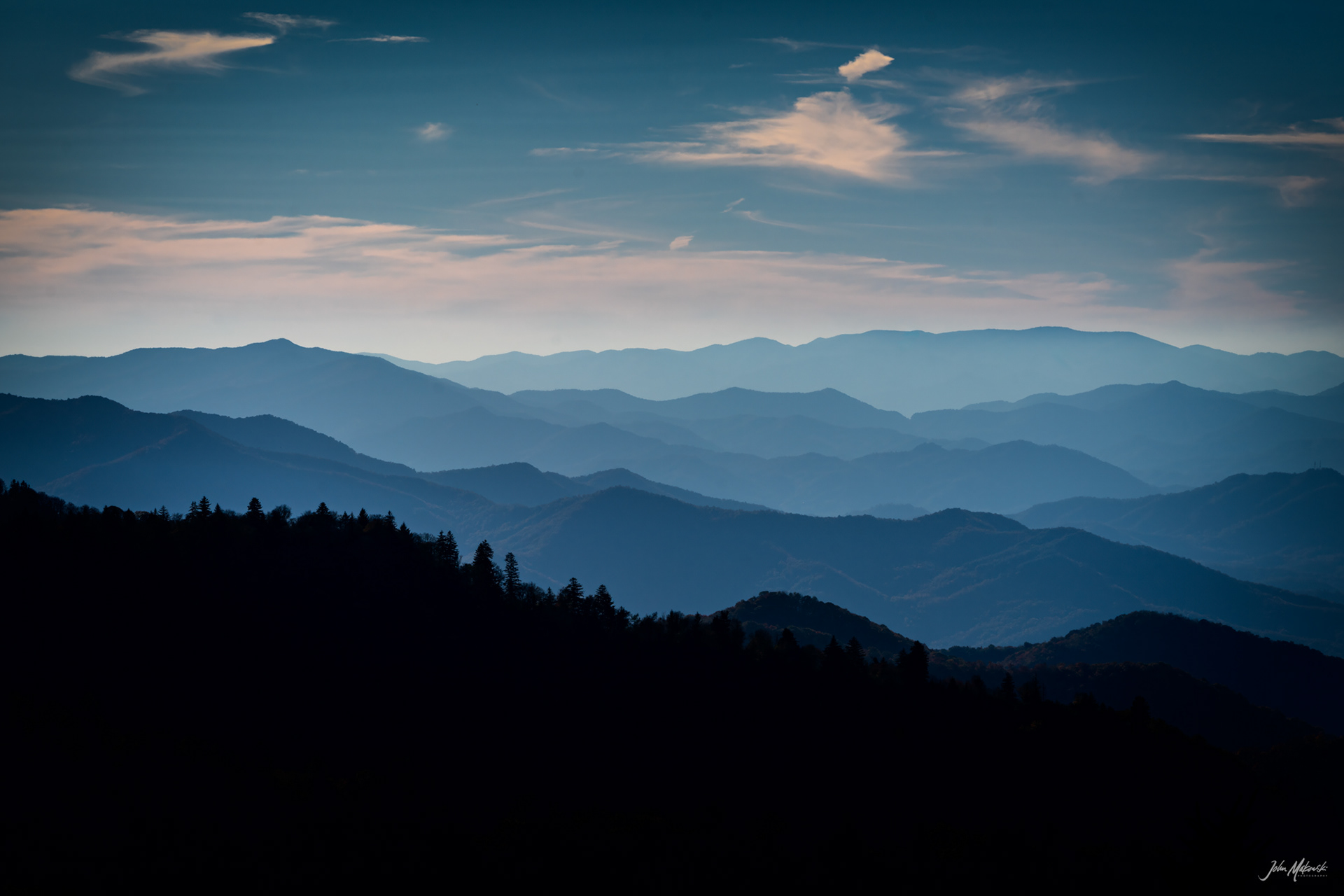 Sunset on Waterrock Knob Overlook, Great Smoky Mountains National Park