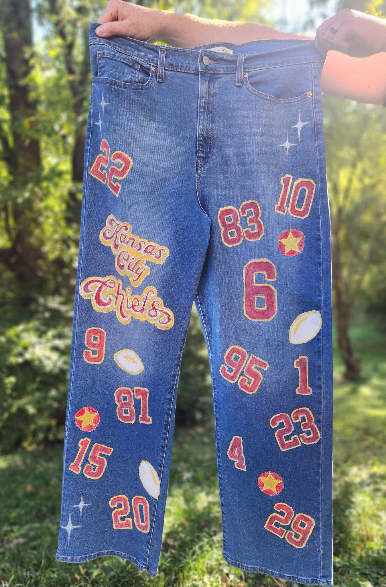 Commissioned hand painted blue jeans 