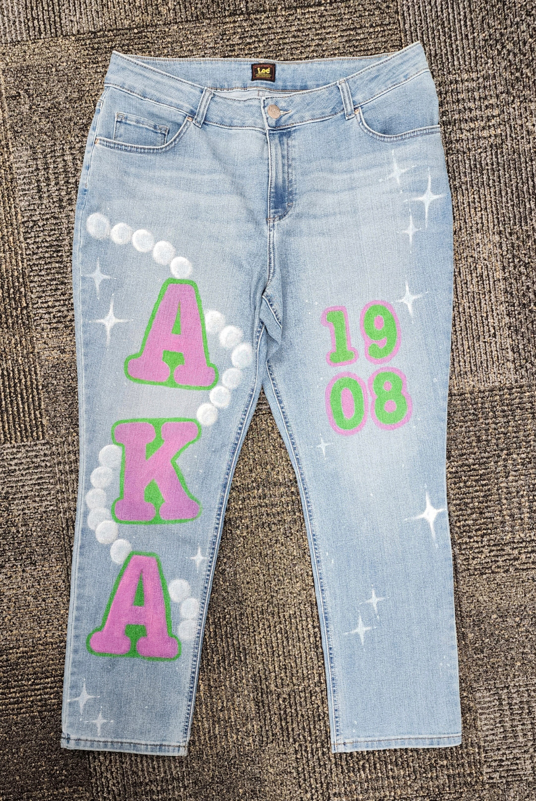 Commissioned hand painted blue jeans 