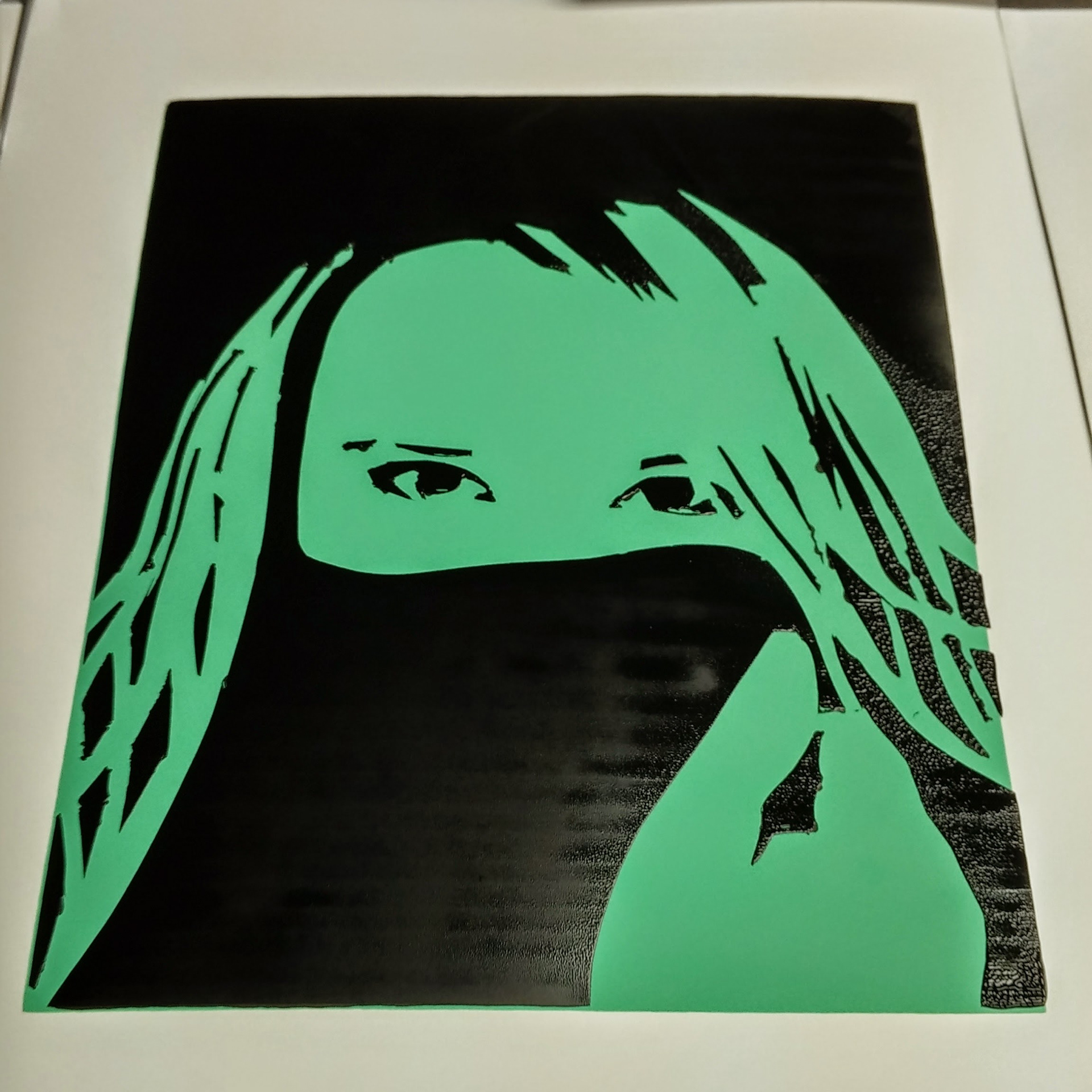 Hand Cut Silkscreen Self Portrait Print