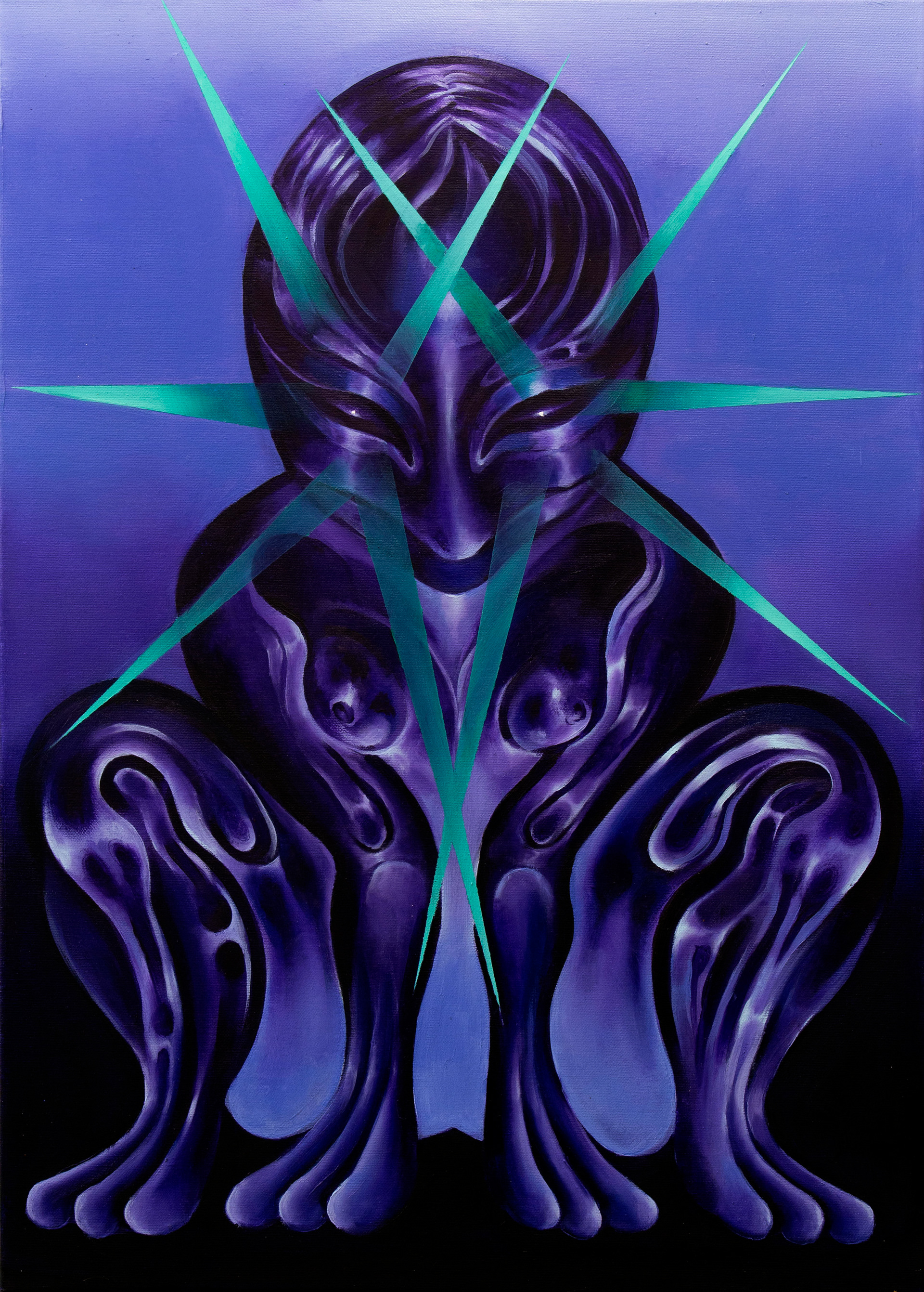 Obsydianowa Żaba, Olej na płótnie, 50x70cm, 2024