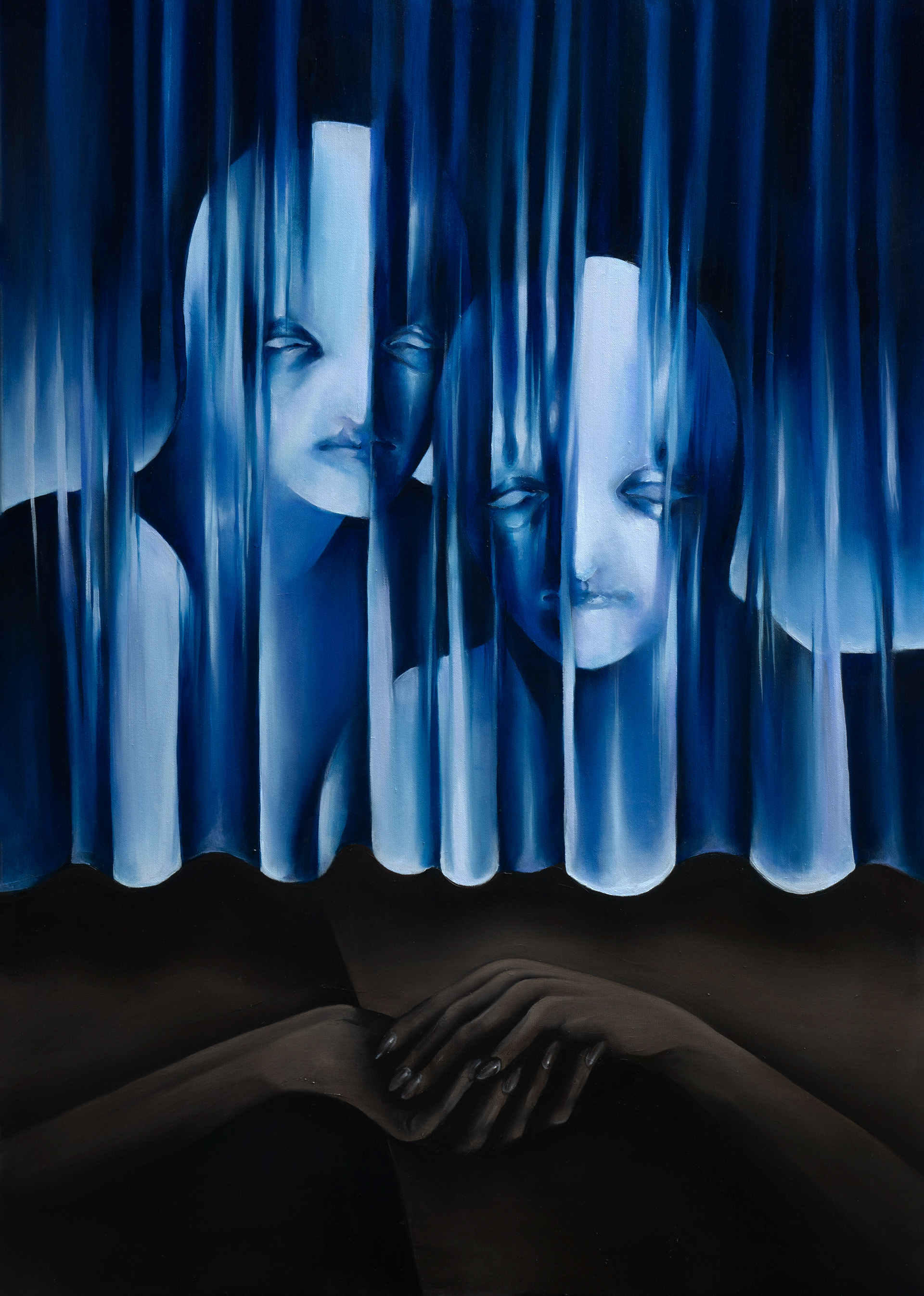 Zza okna, olej na płótnie, 120x85cm, 2023 