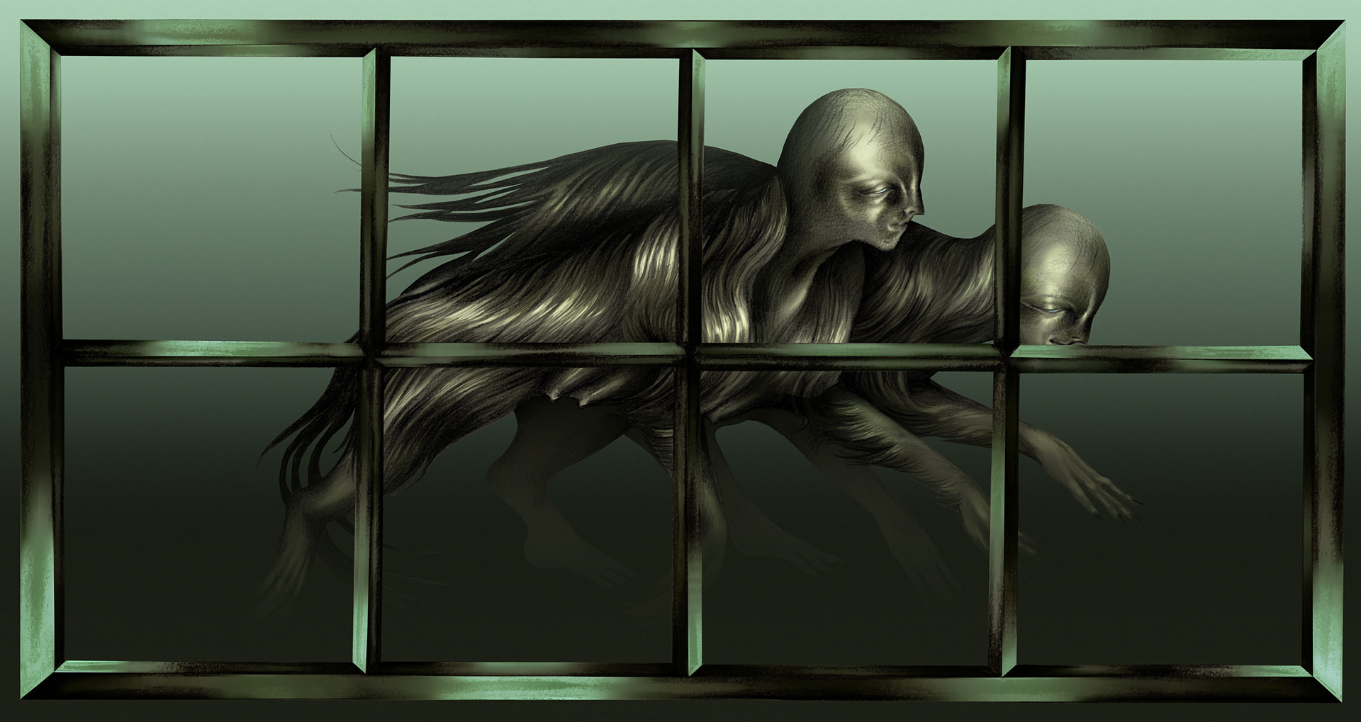 Uciekamy, druk cyfrowy, 200x106cm, 2023