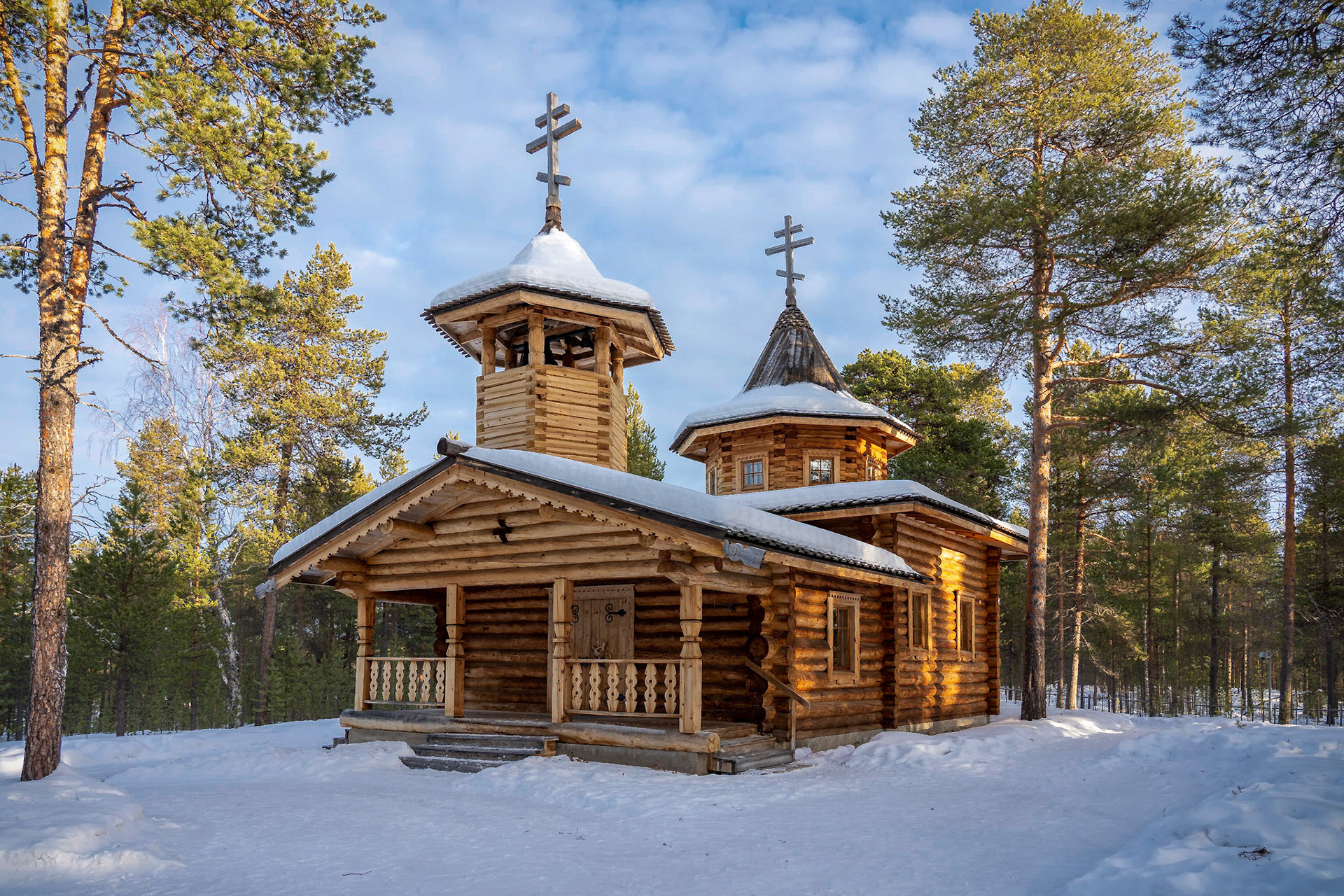 Nellim Church is located in a small Skolt Sámi village of Nellim, near the borderline of Russian.Nellim orthodox Church is located in a small Skolt Sámi village of Nellim, near the borderline of Russian. Nellim Church is consecrated to St. Trifon Petsamolainen, a Skolt Sámi saint who lived in the 16th century. The church is based on the design of the Petsamo convent church, which was destroyed by the Soviet Union in 1944.