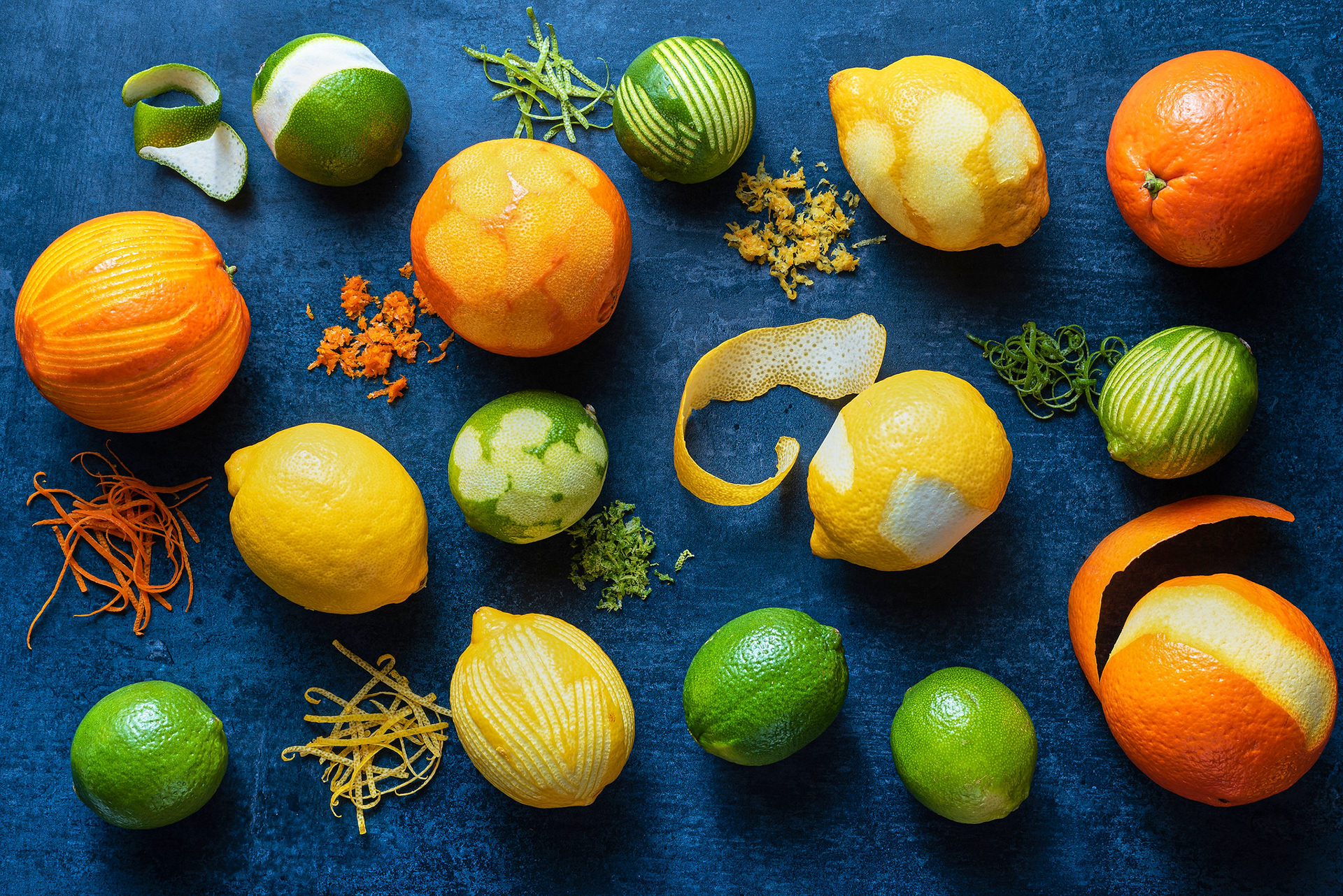 Citrus fruit photography: showing how to zest, grate and peel citrus fruits