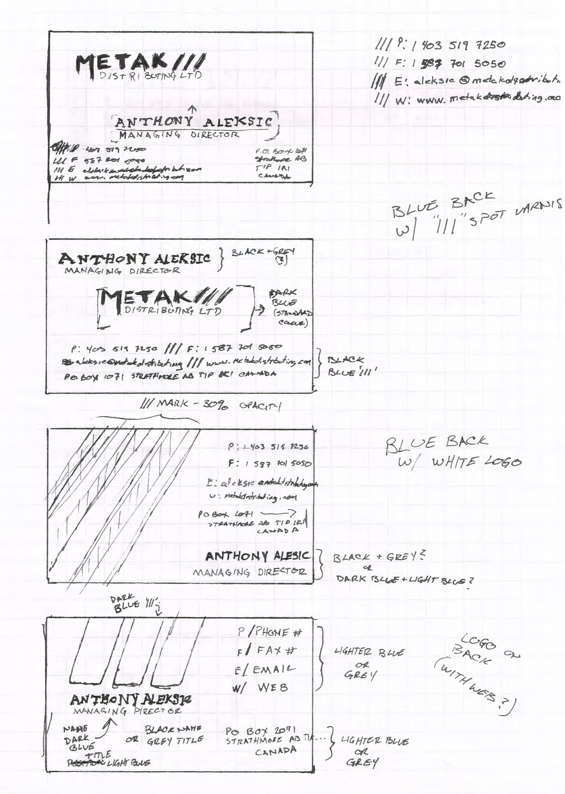 Business Card sketch concepts