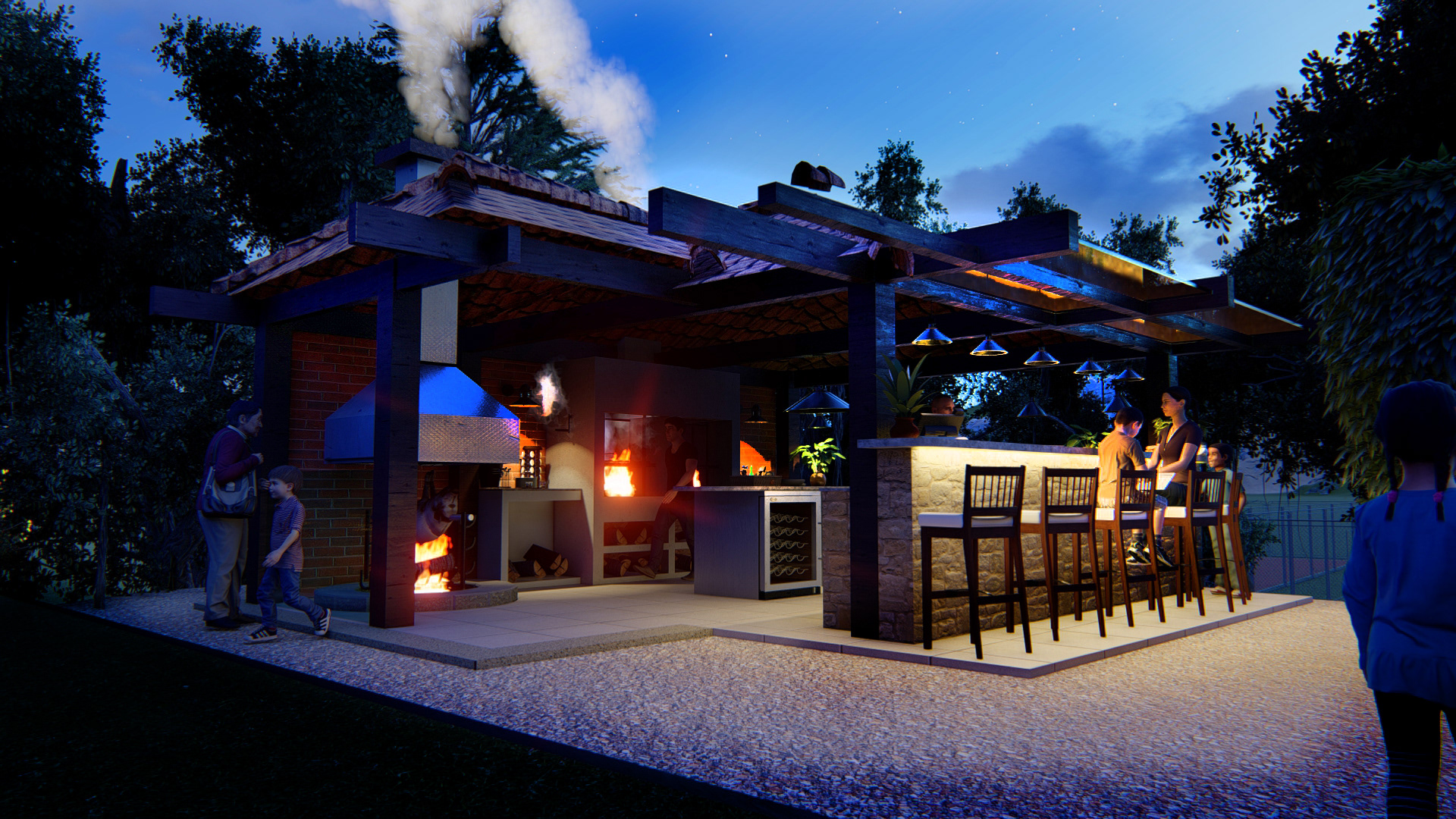 Vista exterior nocturna