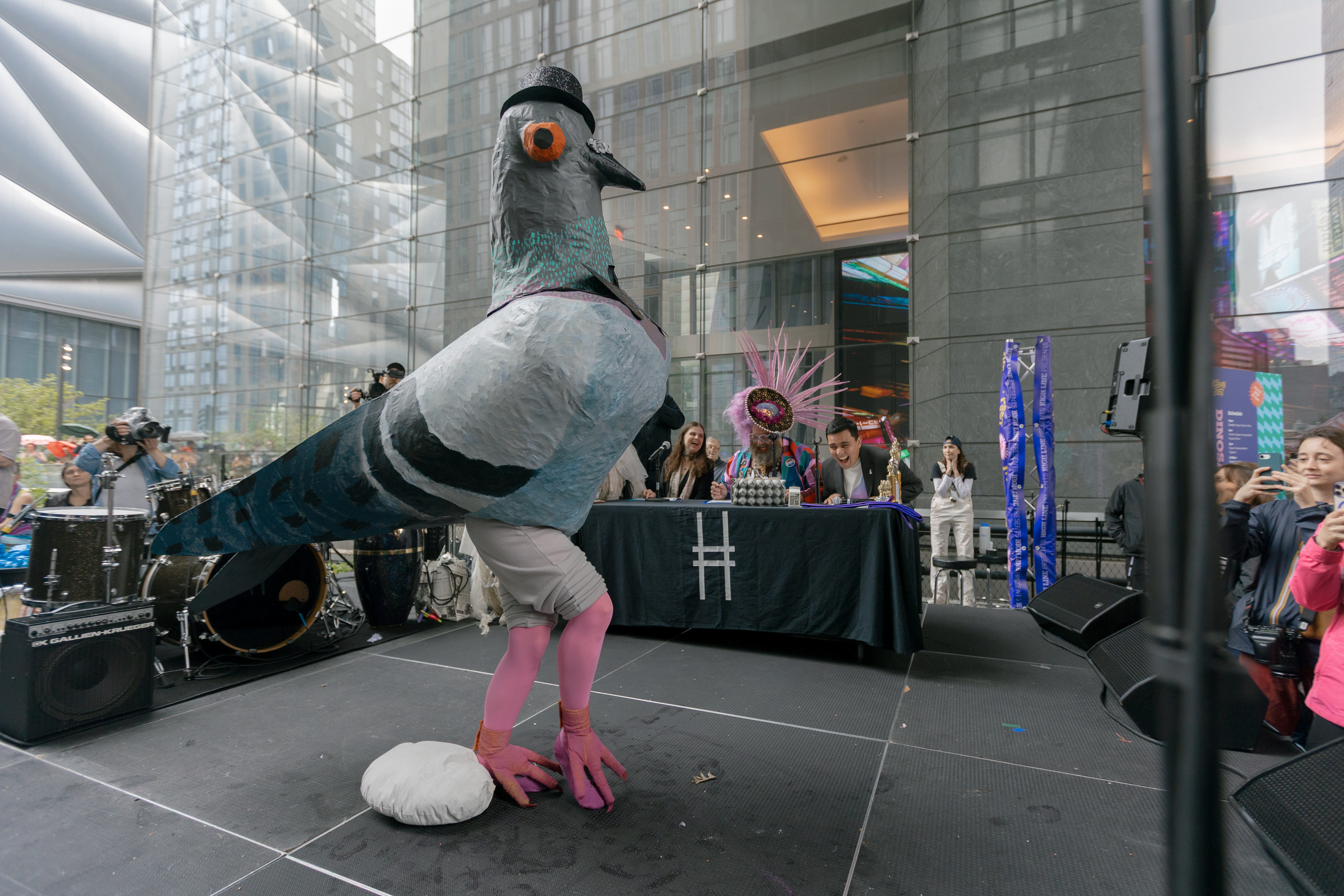 Pigeon Fest on the High Line. Presented on June 14, 2025, in conjunction with Iván Argote's Dinosaur, a High Line Plinth commission. Photo by Rowa Lee. Courtesy of the High Line.