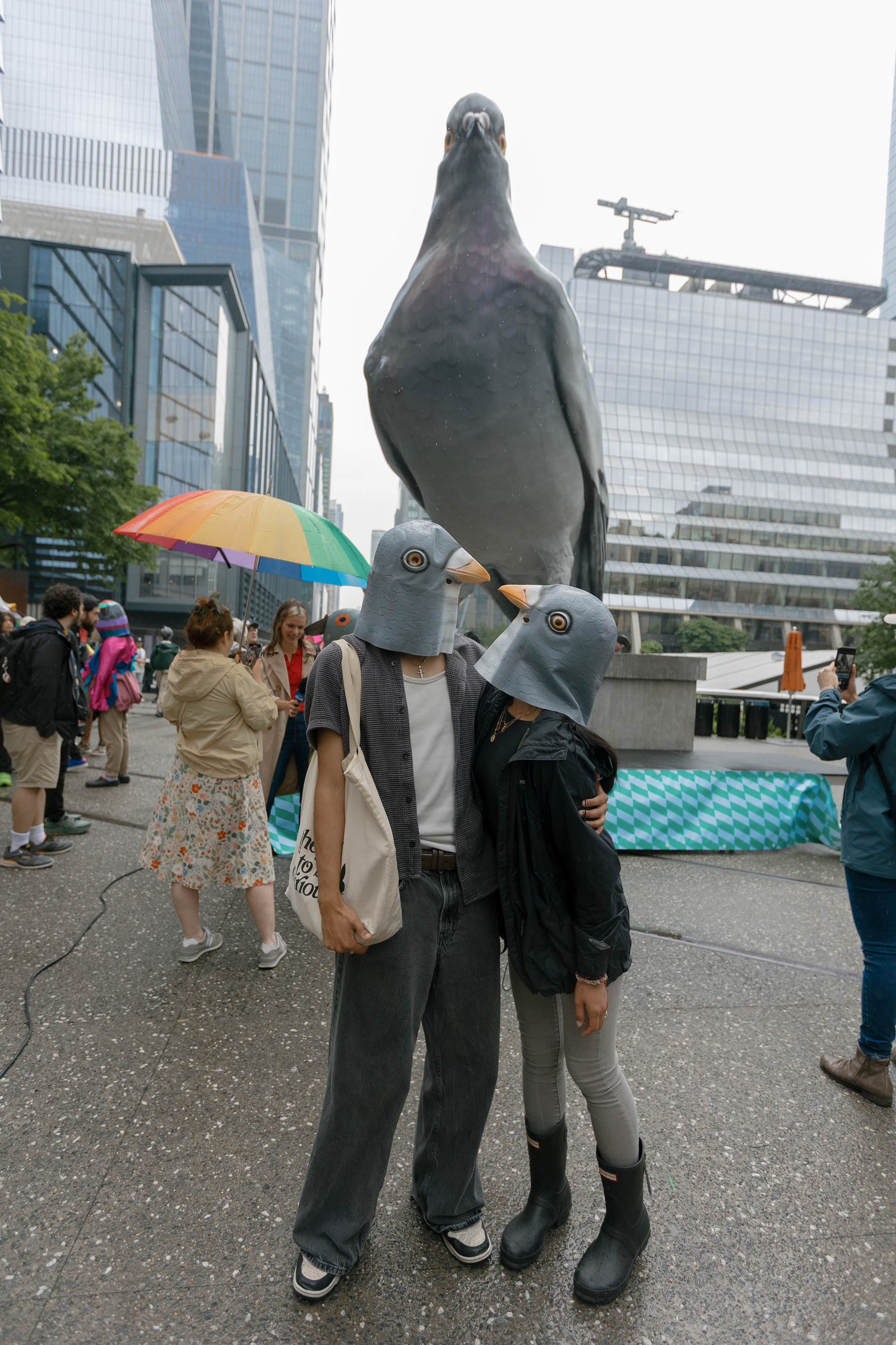 Pigeon Fest on the High Line. Presented on June 14, 2025, in conjunction with Iván Argote's Dinosaur, a High Line Plinth commission. Photo by Rowa Lee. Courtesy of the High Line.