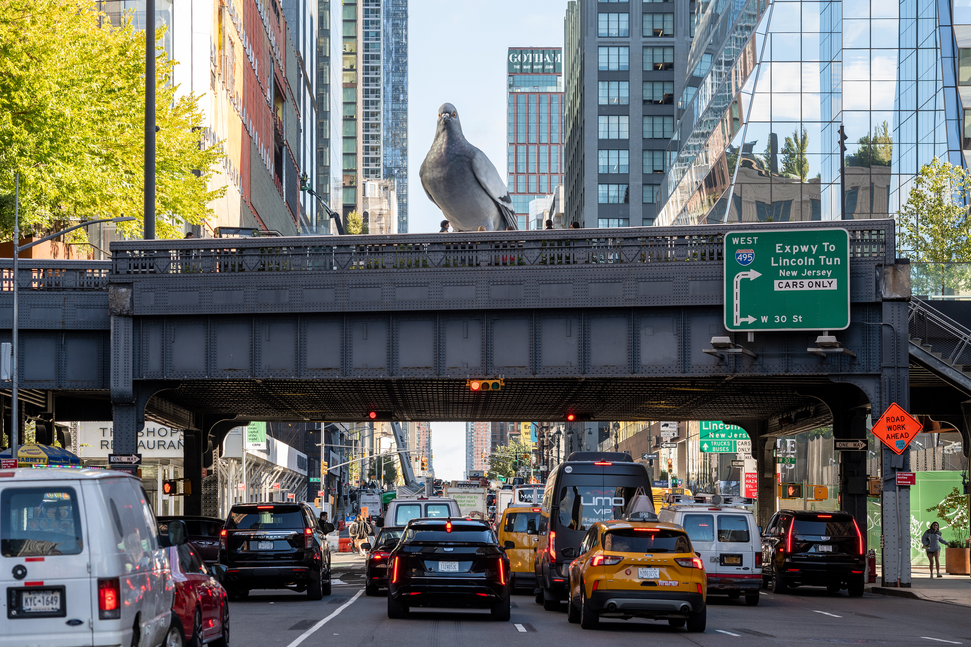 Iván Argote, Dinosaur, 2024. A High Line Plinth commission. On view October 2024 – Spring 2026. Photo by Timothy Schenck. Courtesy of the High Line.