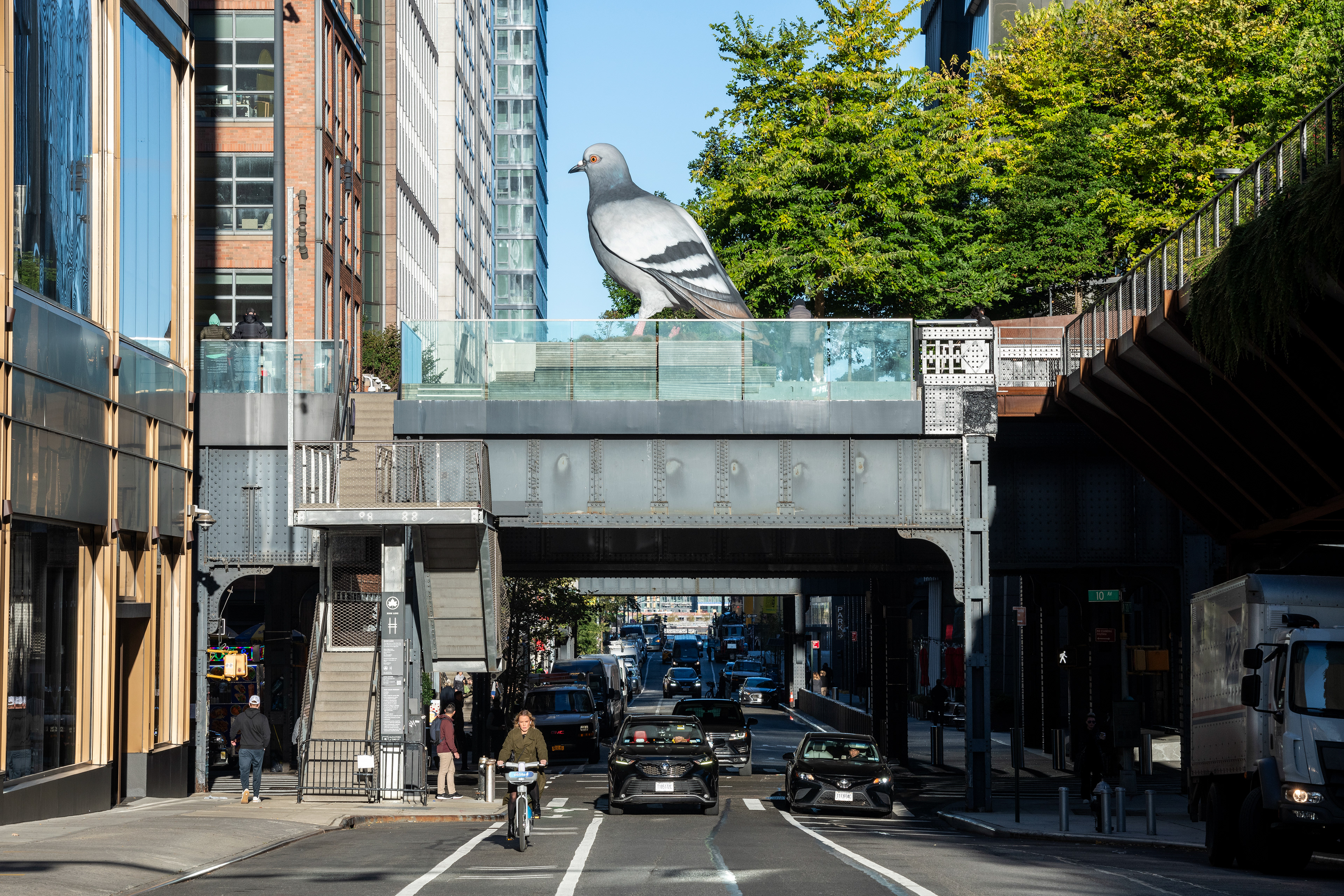 Iván Argote, Dinosaur, 2024. A High Line Plinth commission. On view October 2024 – Spring 2026. Photo by Timothy Schenck. Courtesy of the High Line.