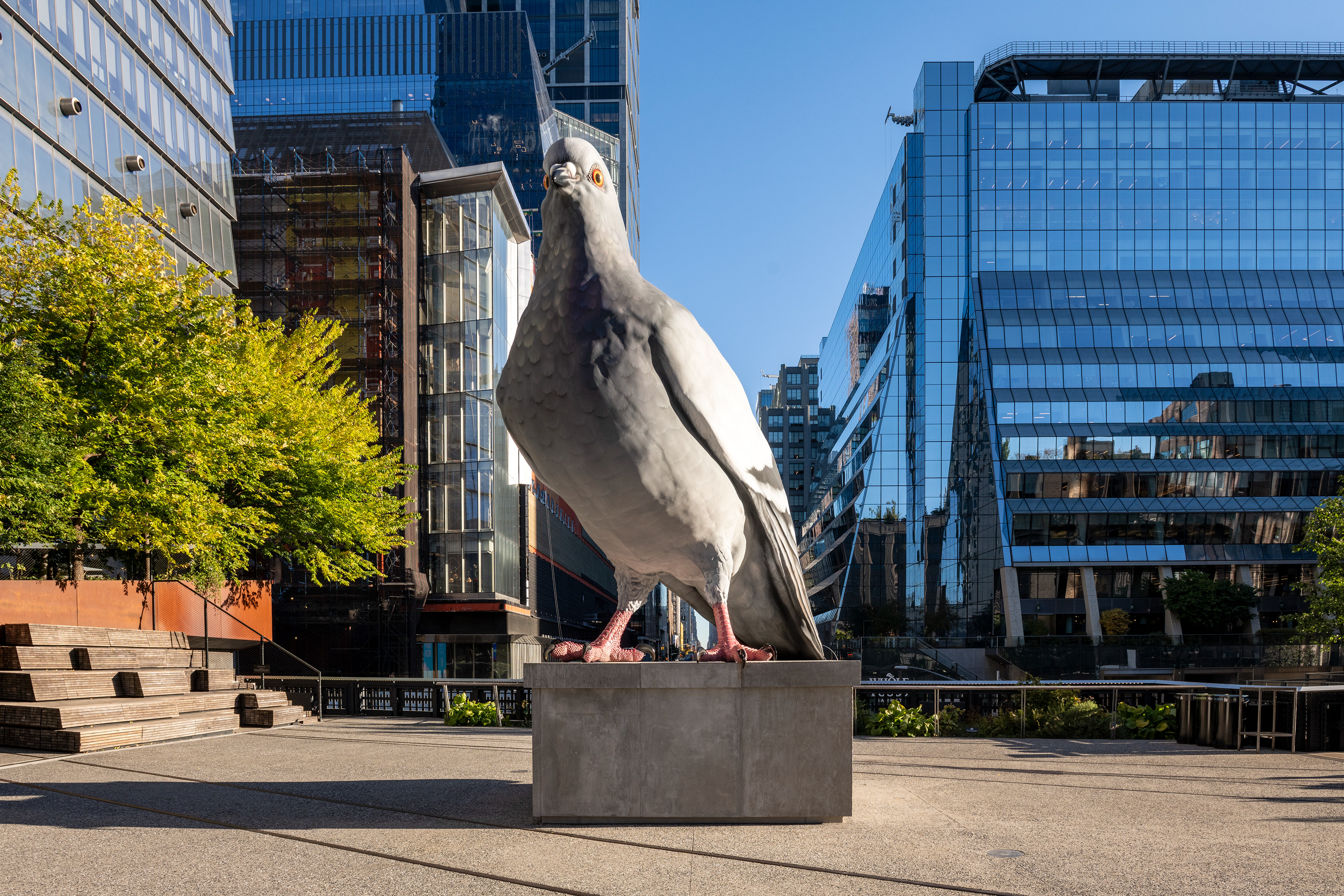 Iván Argote, Dinosaur, 2024. A High Line Plinth commission. On view October 2024 – Spring 2026. Photo by Timothy Schenck. Courtesy of the High Line.