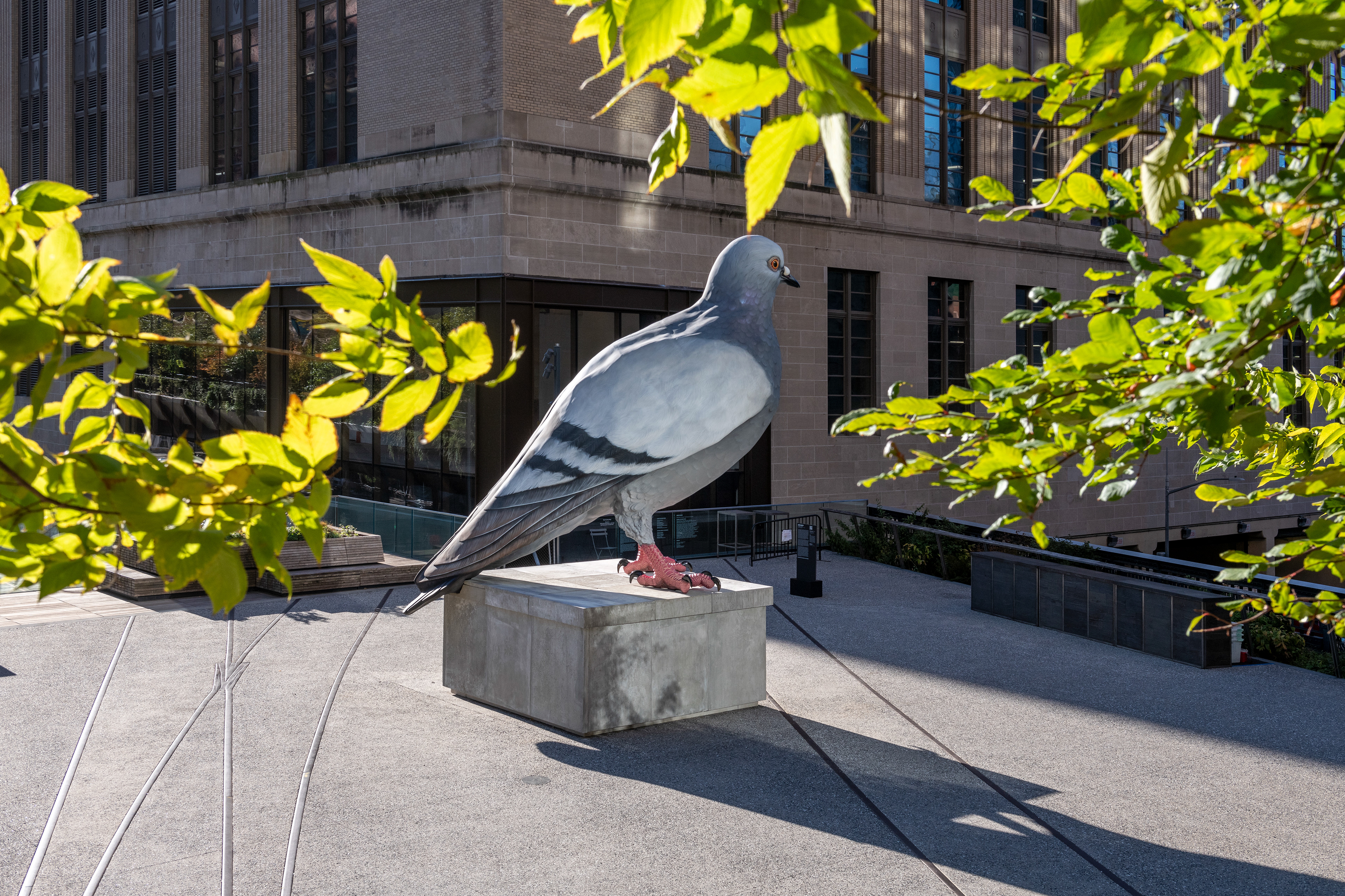 Iván Argote, Dinosaur, 2024. A High Line Plinth commission. On view October 2024 – Spring 2026. Photo by Timothy Schenck. Courtesy of the High Line.