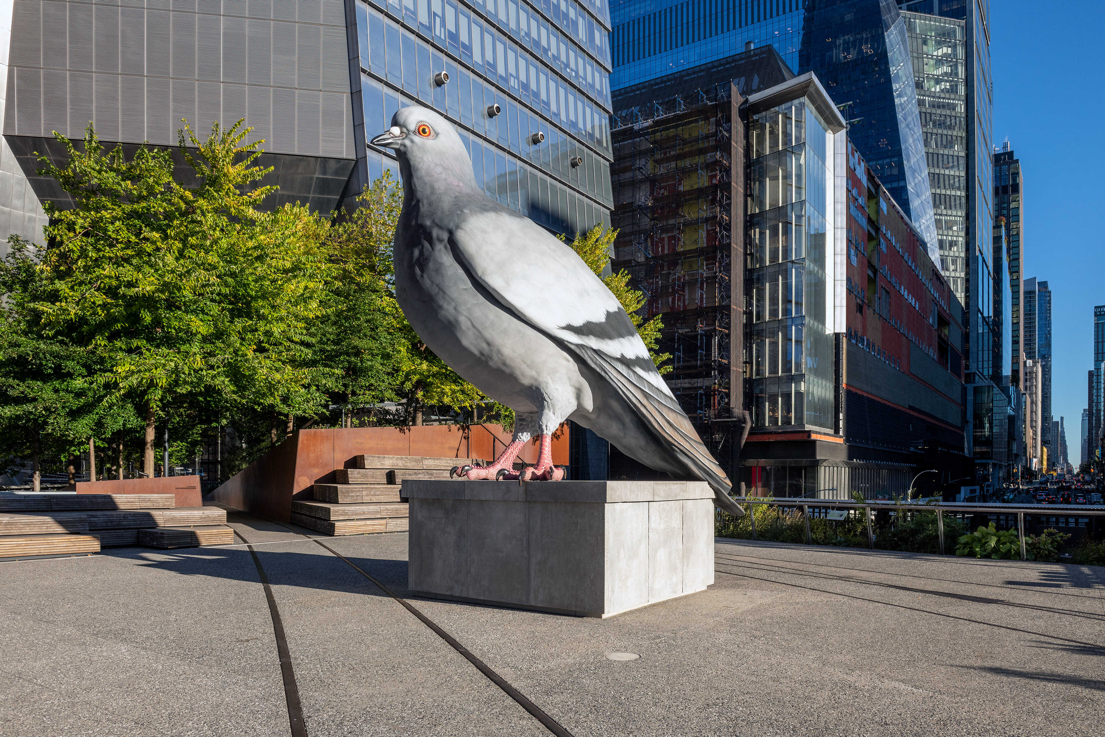 Iván Argote, Dinosaur, 2024. A High Line Plinth commission. On view October 2024 – Spring 2026. Photo by Timothy Schenck. Courtesy of the High Line.