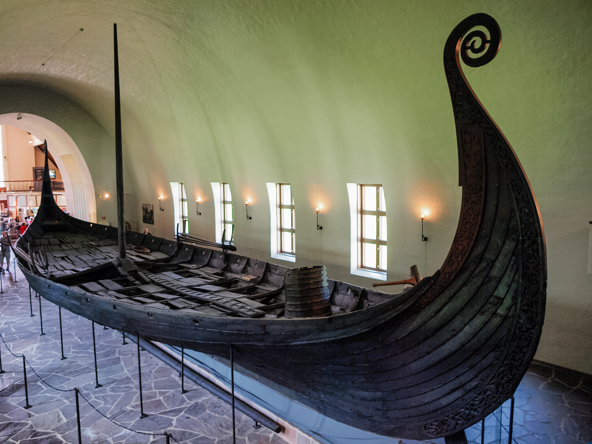 An old viking longship at a museum in Oslo