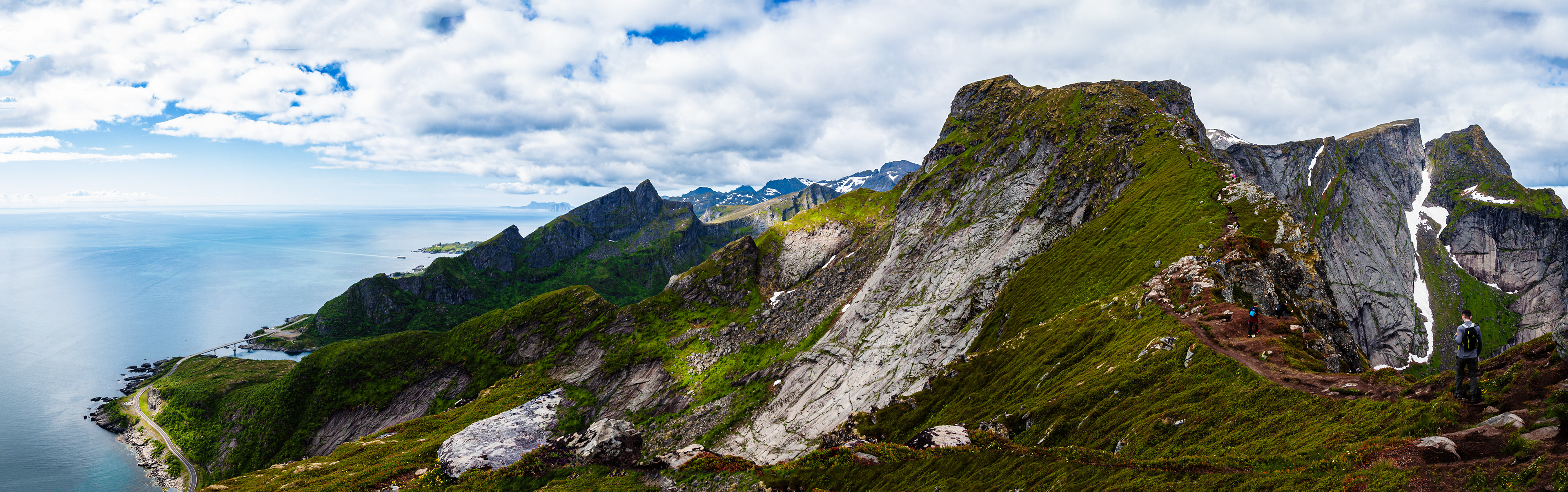 Rob prepares to descend the jagged peaks of Lofoten
