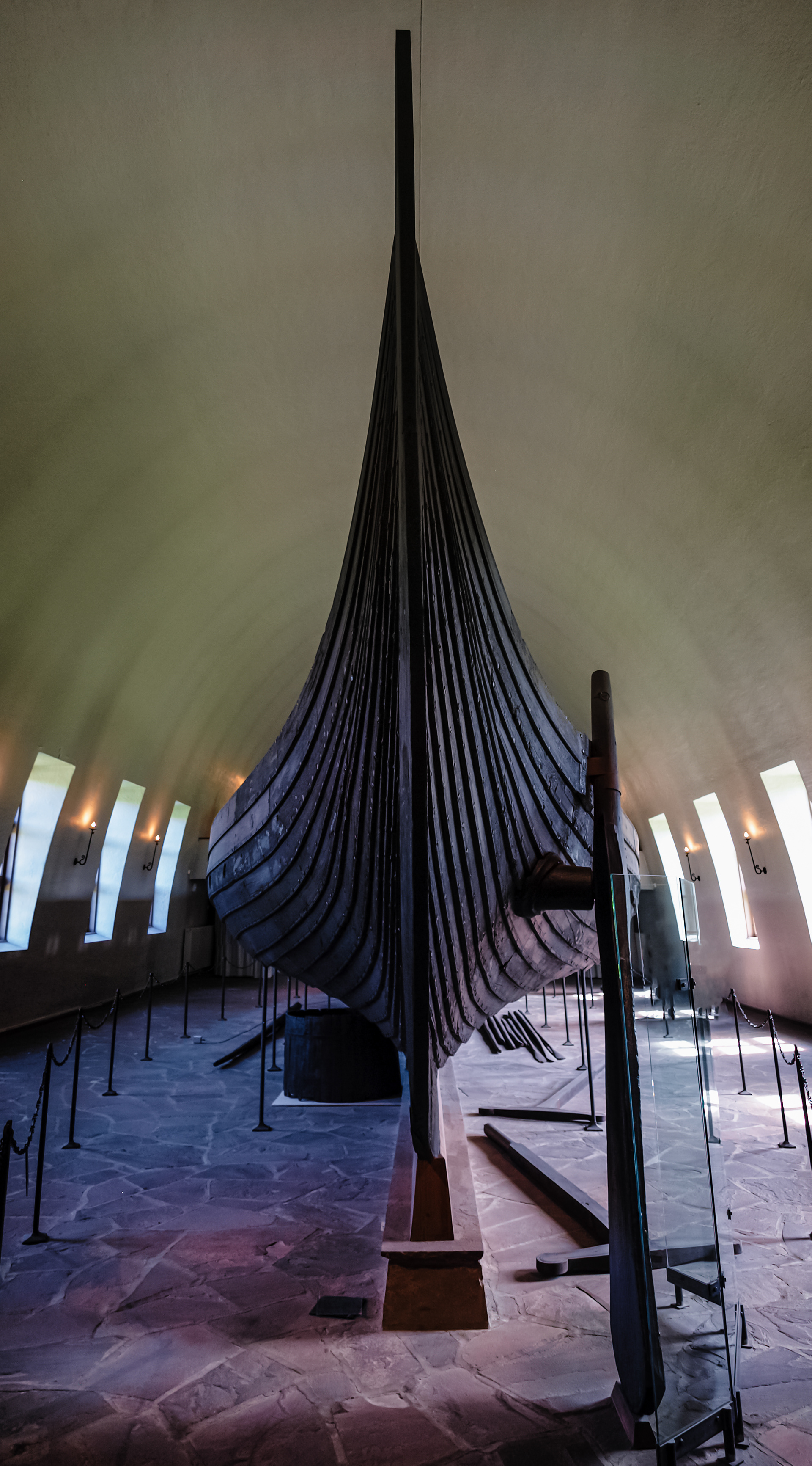 An old viking longship at a museum in Oslo