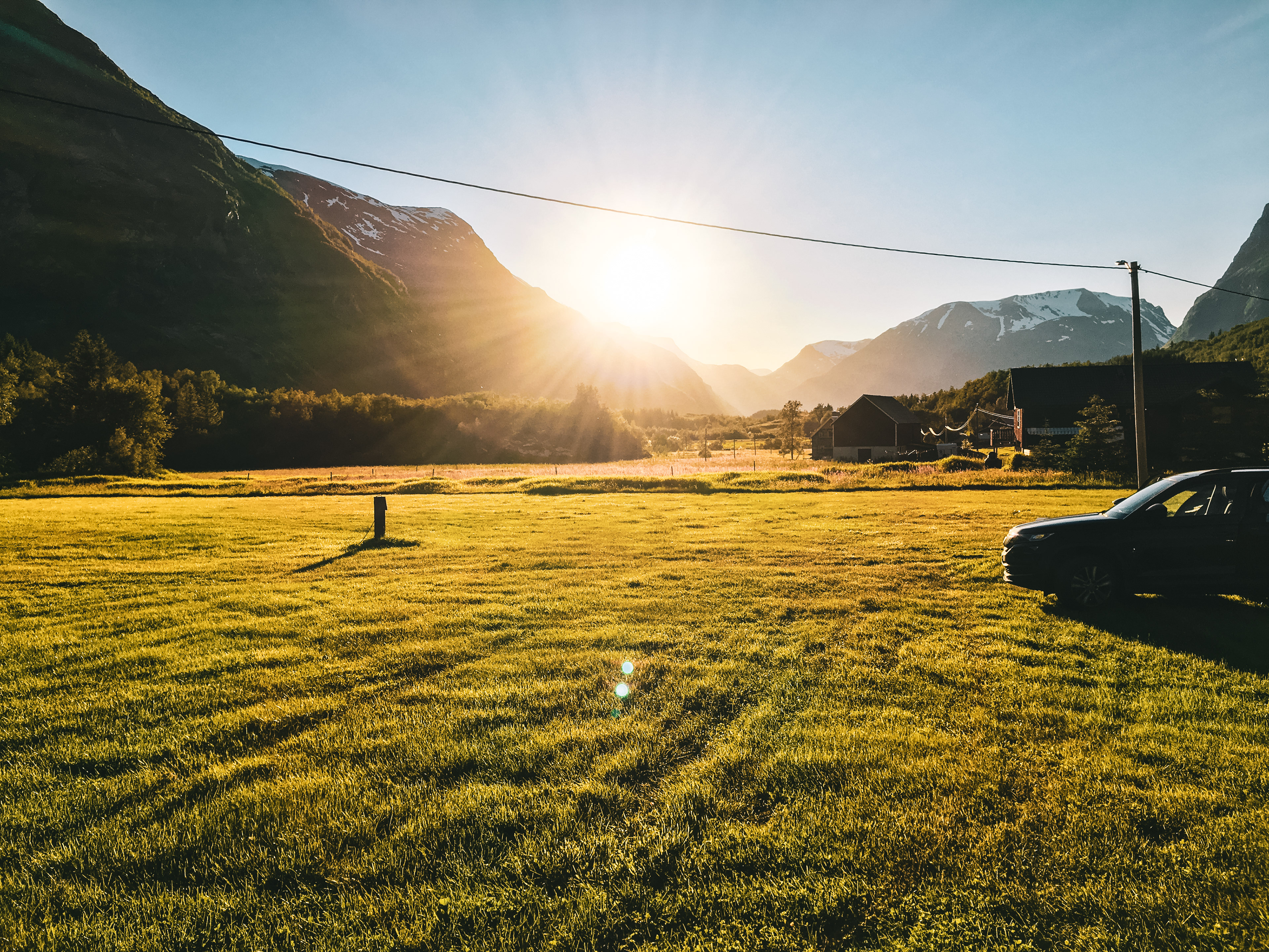 A breathtaking sunset at a small campground near Geirangerfjord