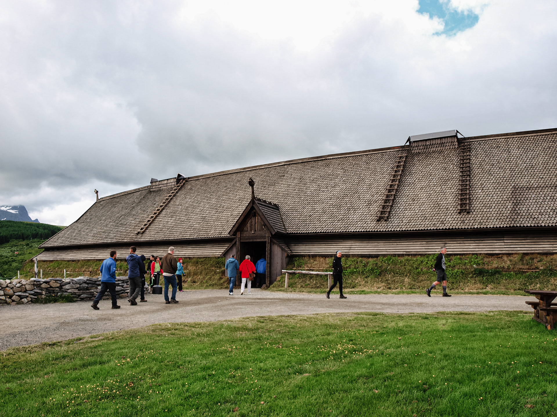A viking museum inside a massive recreation of a viking hall