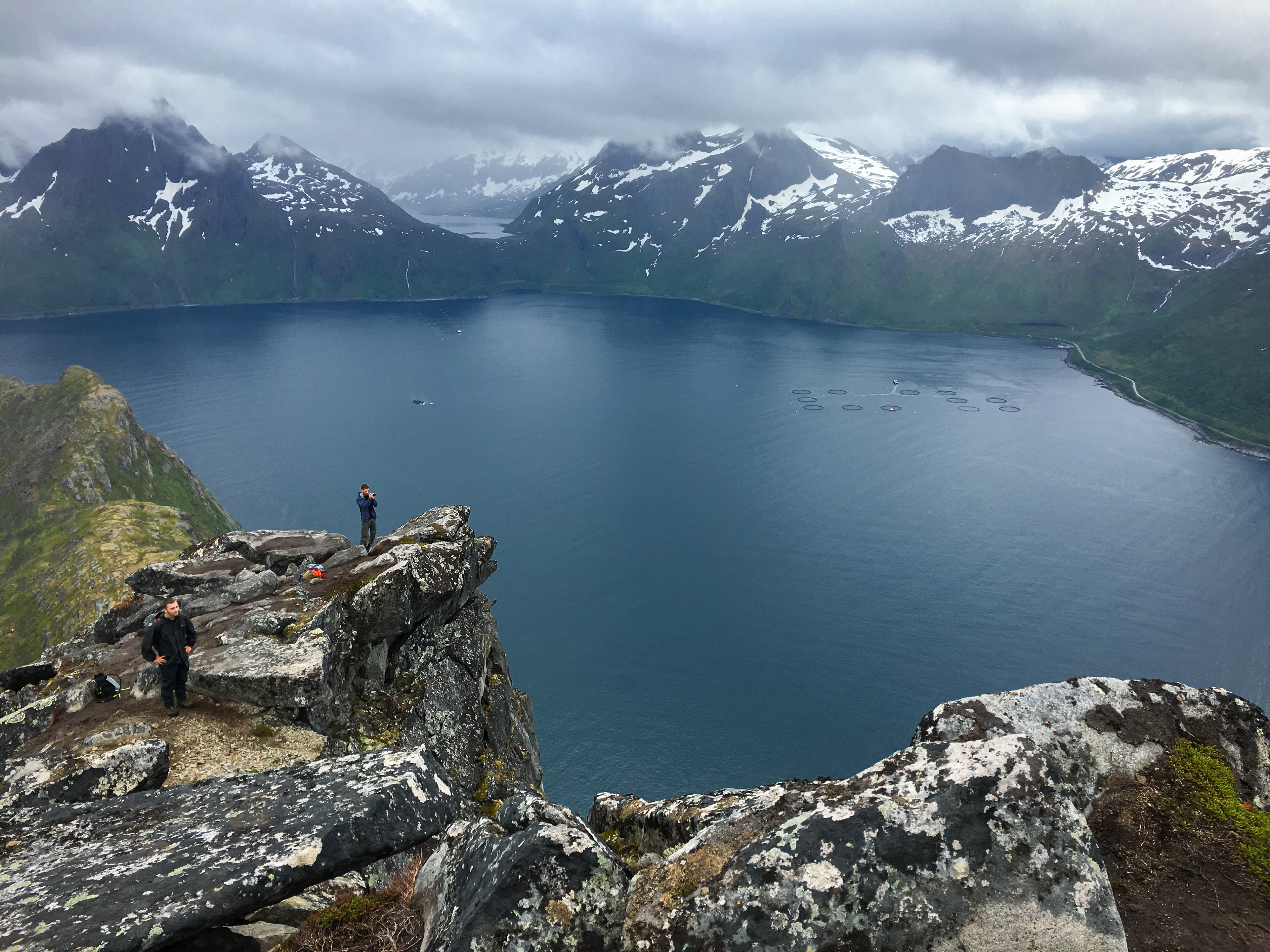Nick and Rob take in the view from the summit of Segla
