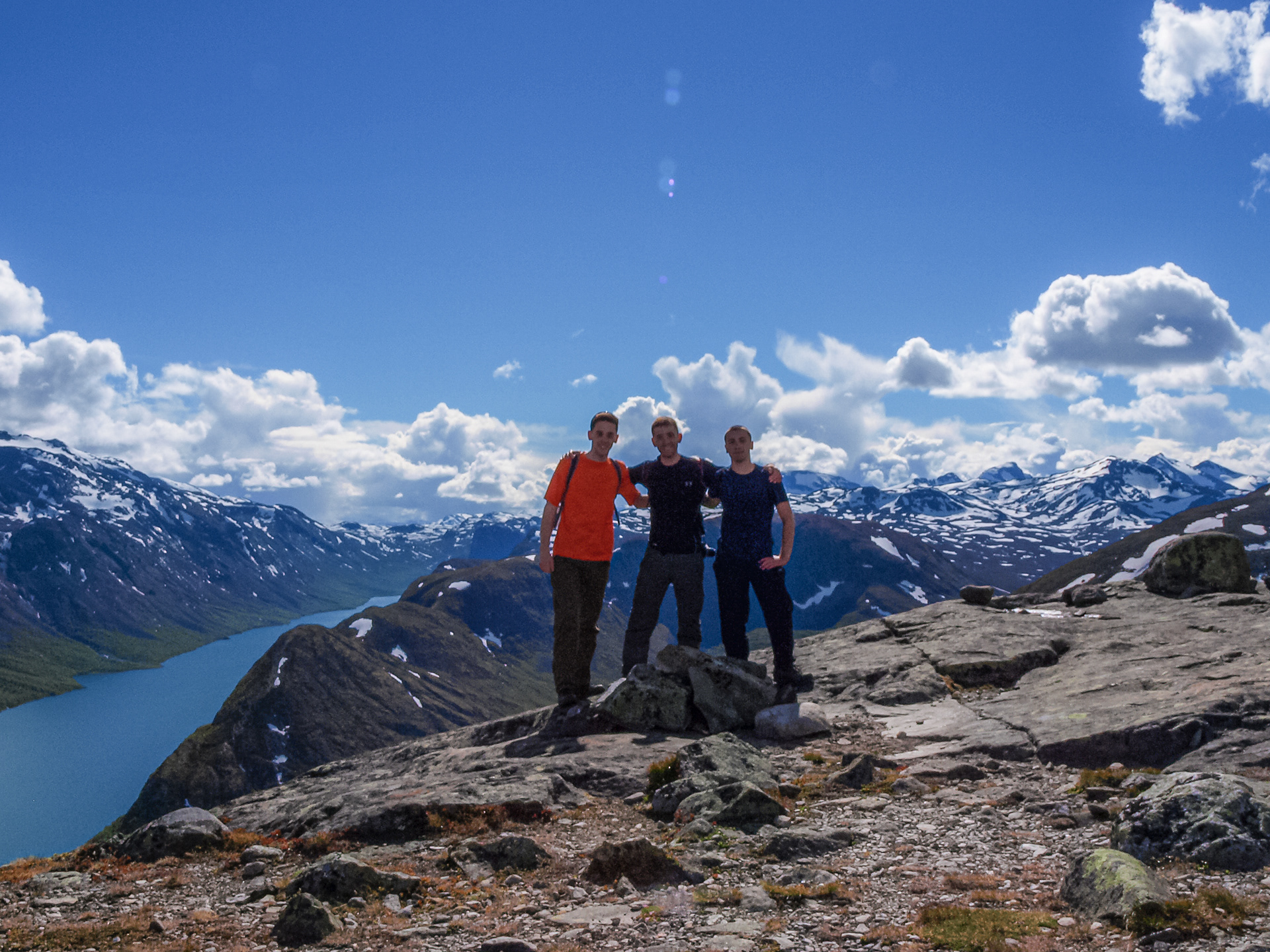 James, Rob, and Nick posing on their first Norwegian hike
