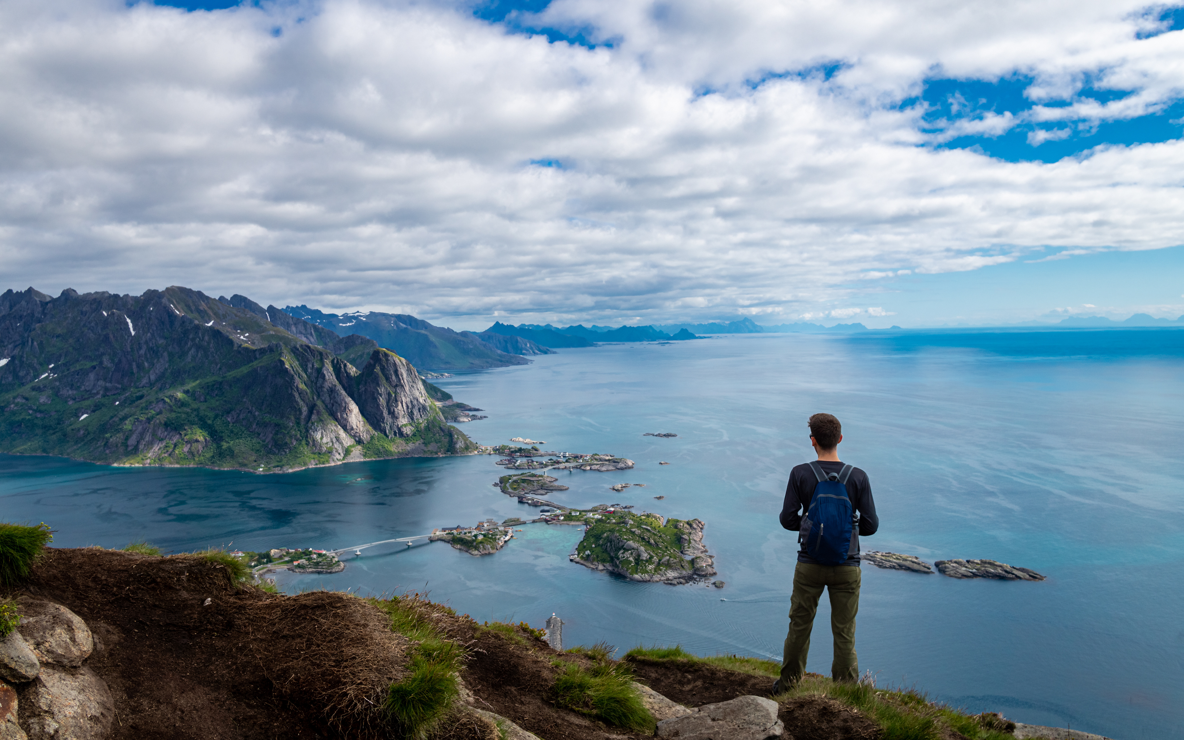 James surveying the scene of Reine and the surrounding area in Lofoten