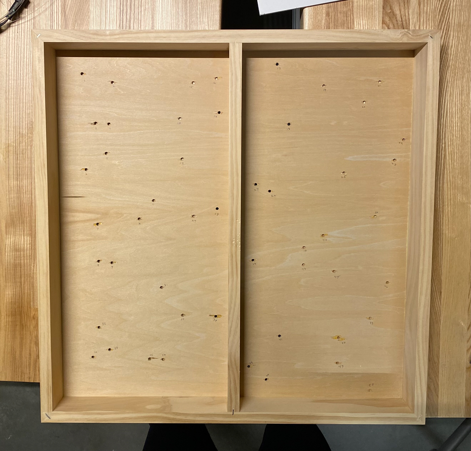Drilled holes in box