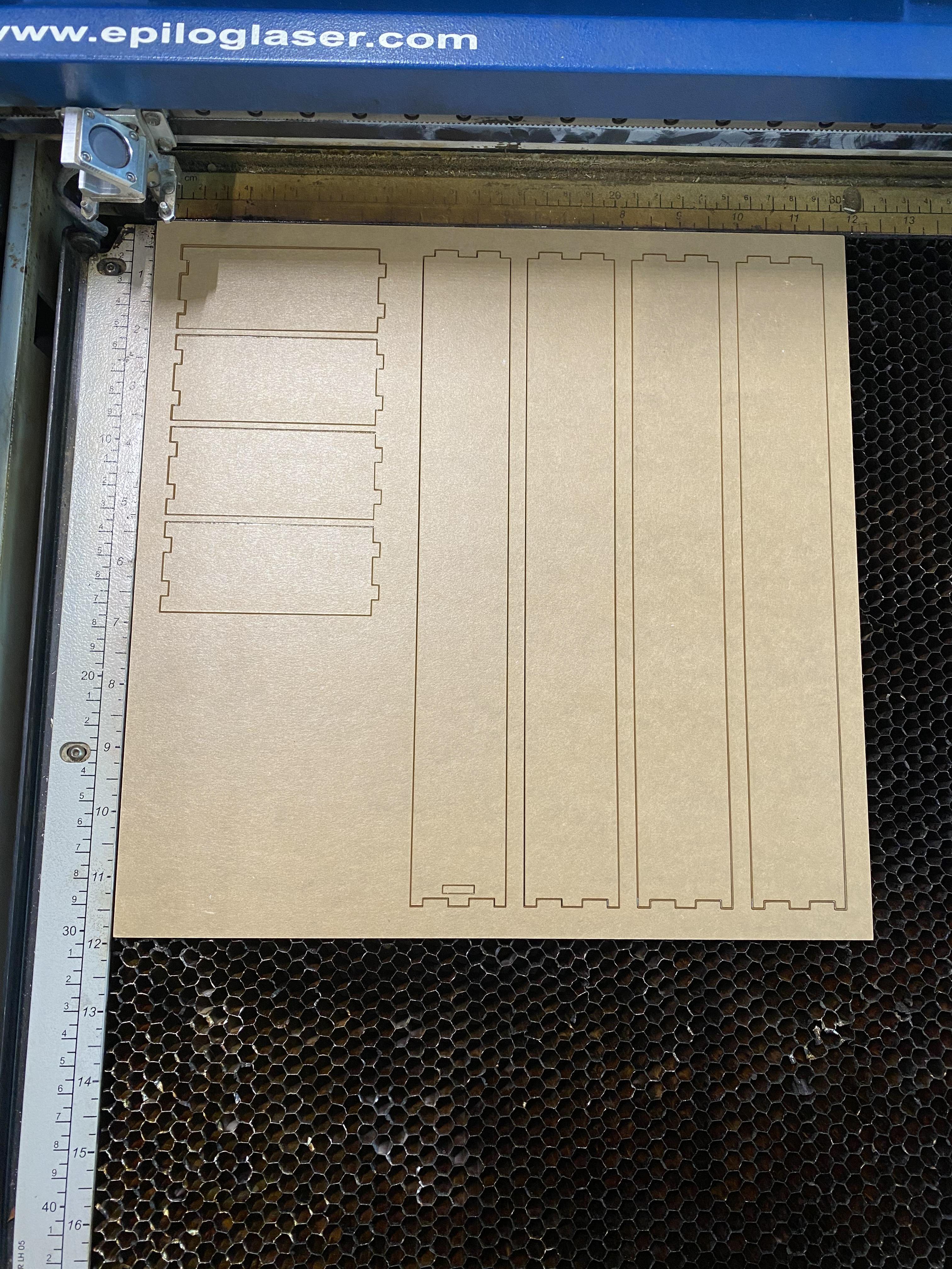 Laser cut acrylic pieces (with protective layer still on)