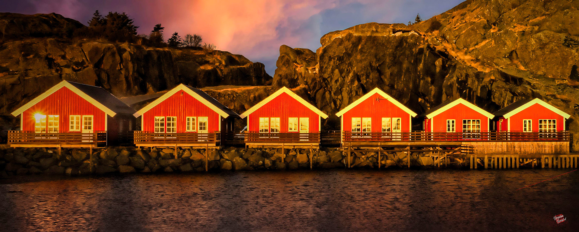 Rorbuer at Sunset (Mortsund)