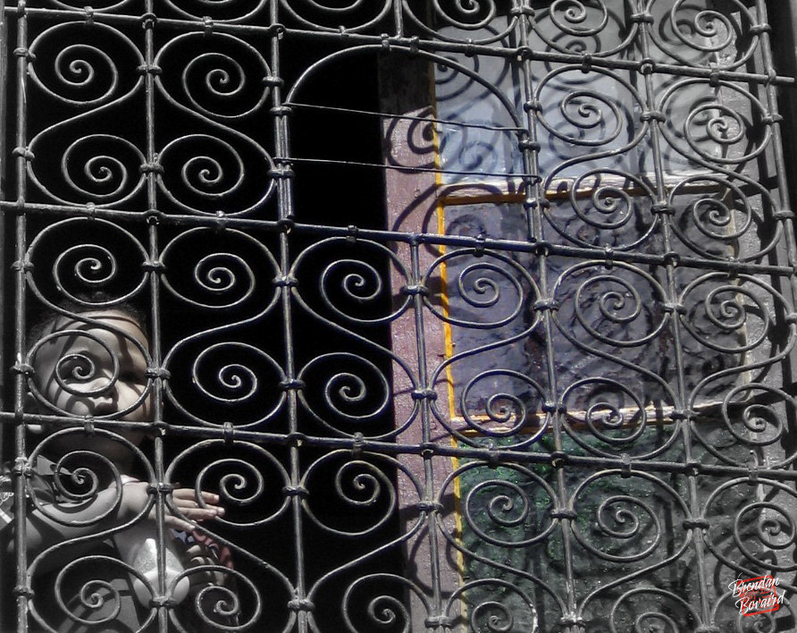Boy in a Gated Window