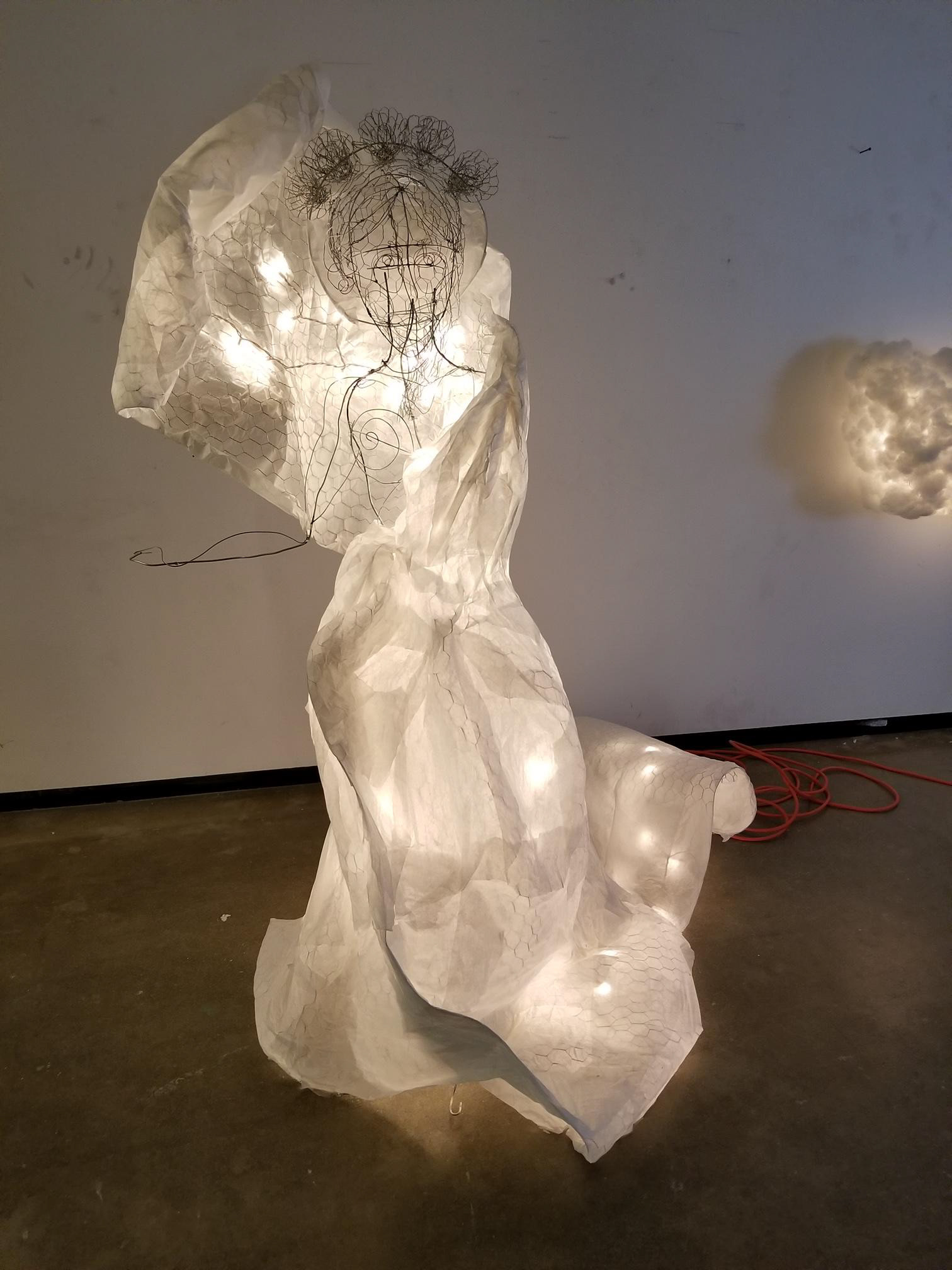 Metal and Paper Light Sculpture