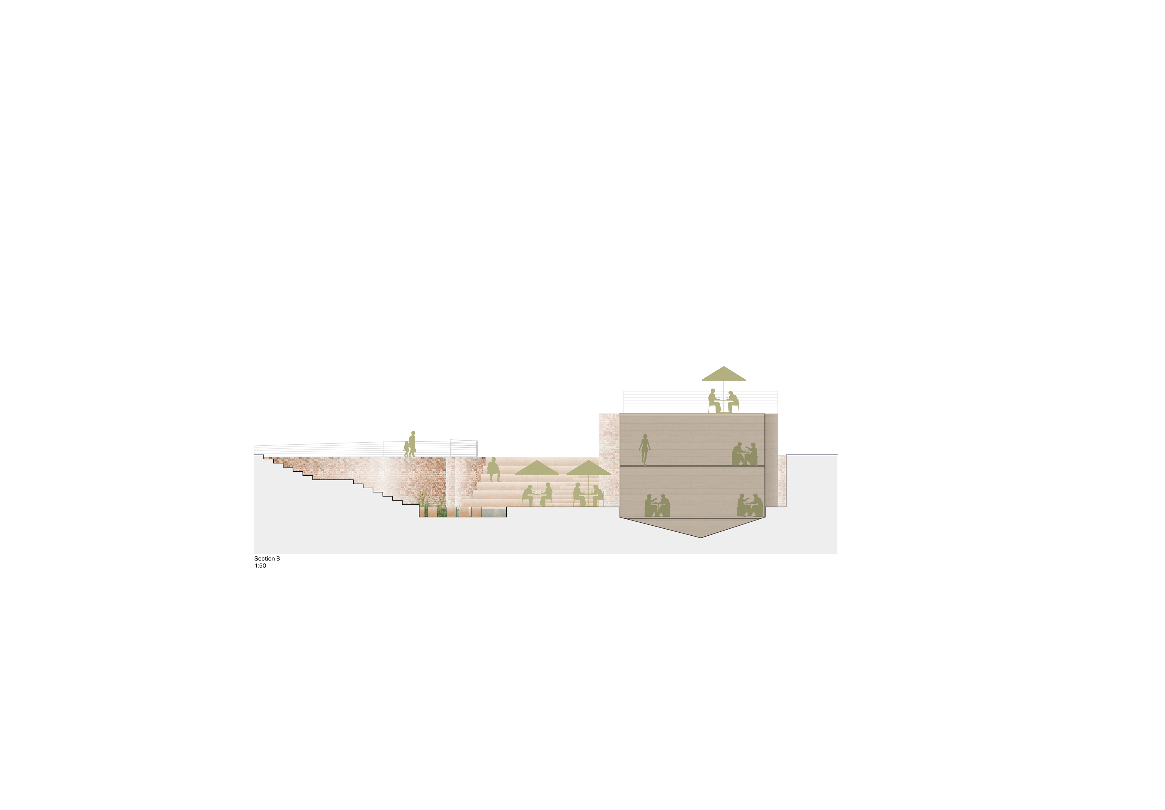 Riverside Seating and Event Boat Section Visualisation - AECOM