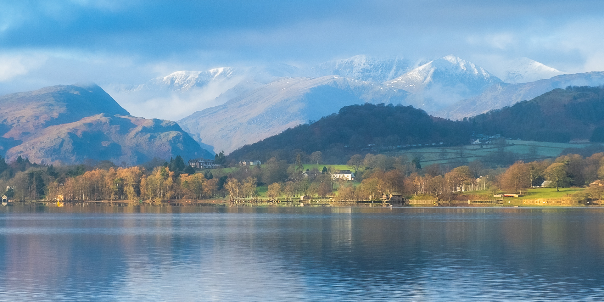 Snowy Helvelyn Range from Ullswater