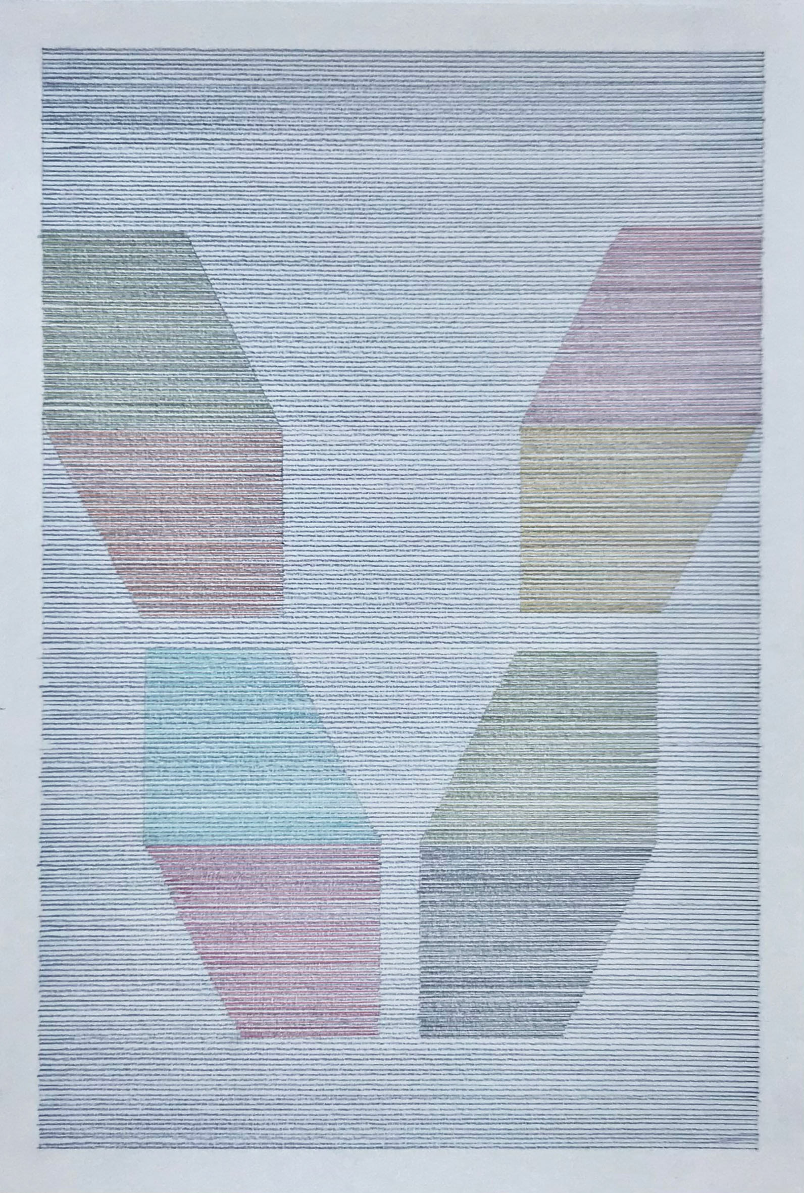 Punctuate 11, 2021 - coloured pencil on 315g Heritage paper - 50 x 34 cm