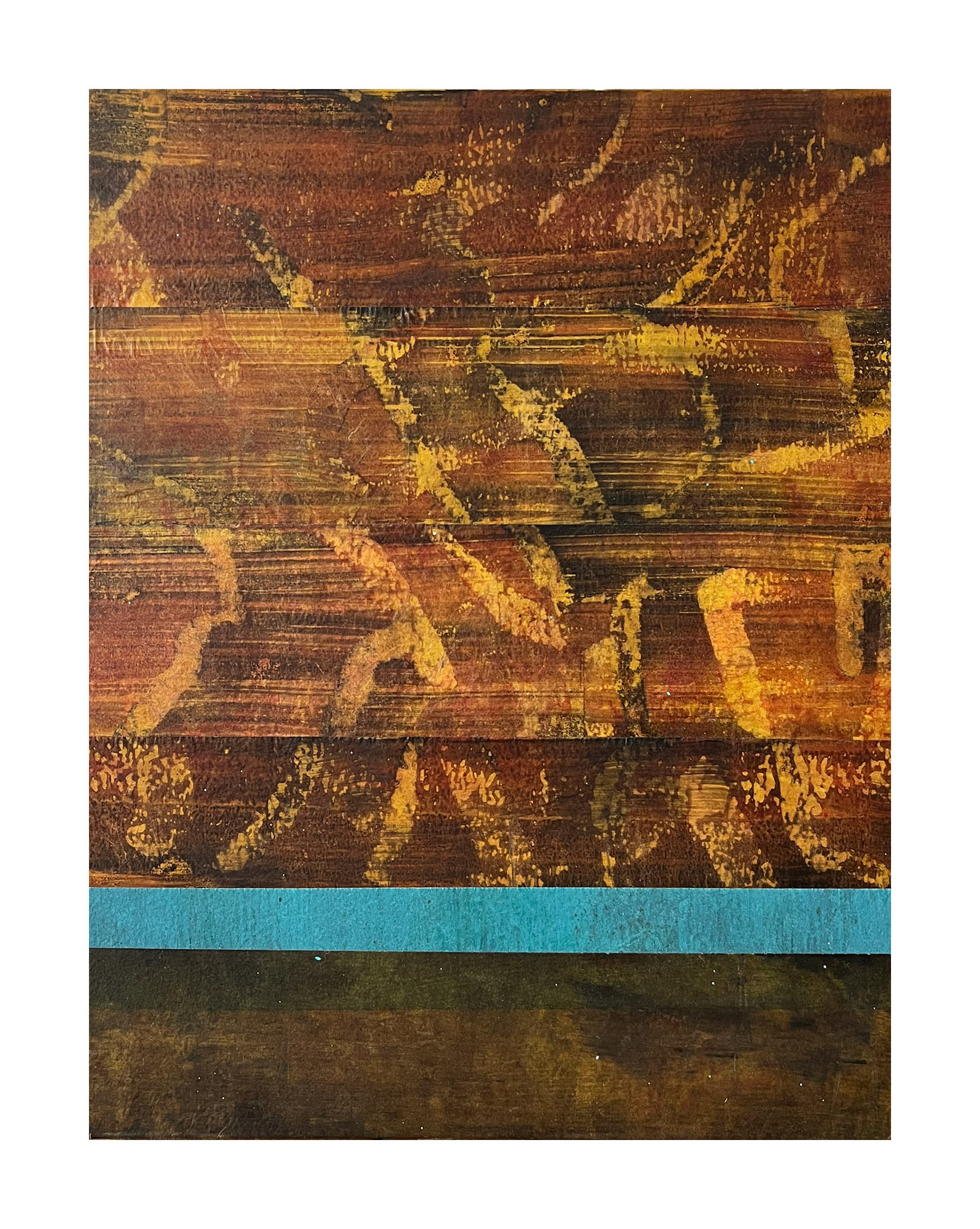 Sudden Interruption, 2026- ink on glassine on reclaimed plywood - 29 x 22.5 cm