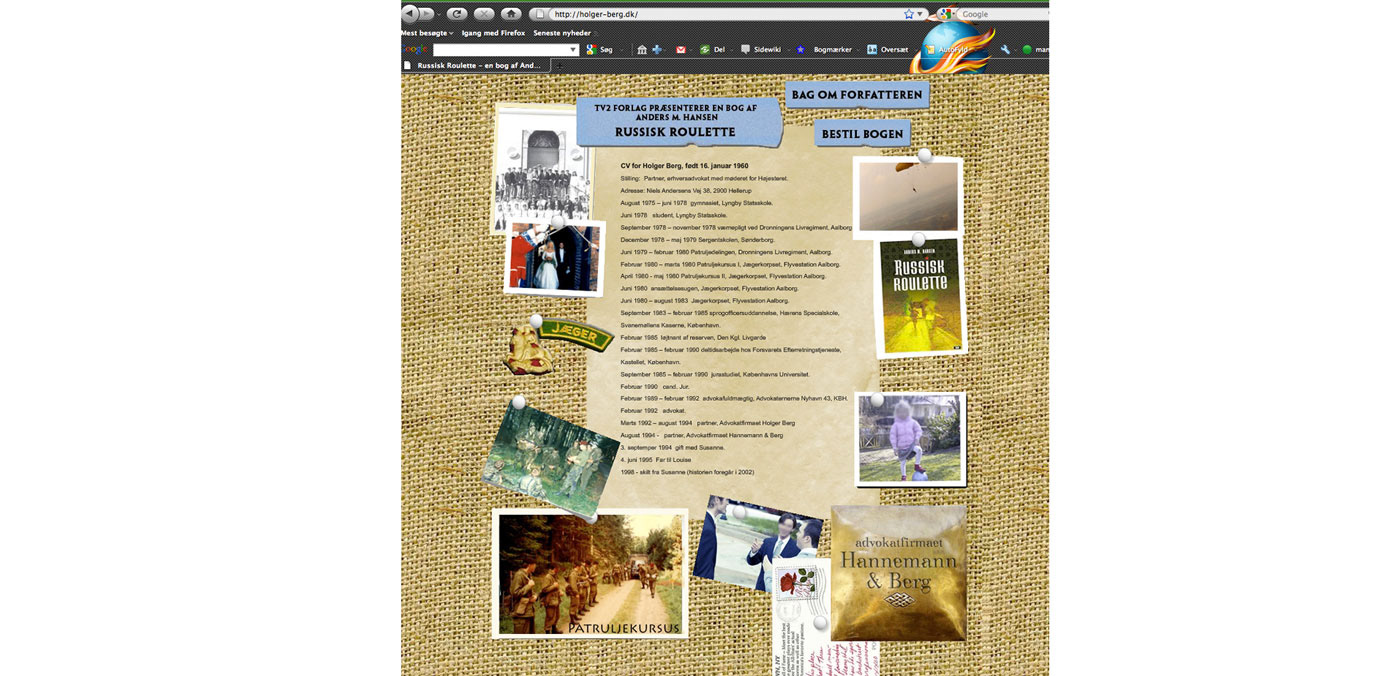 Webdesign for a book by Ander M. Hansen