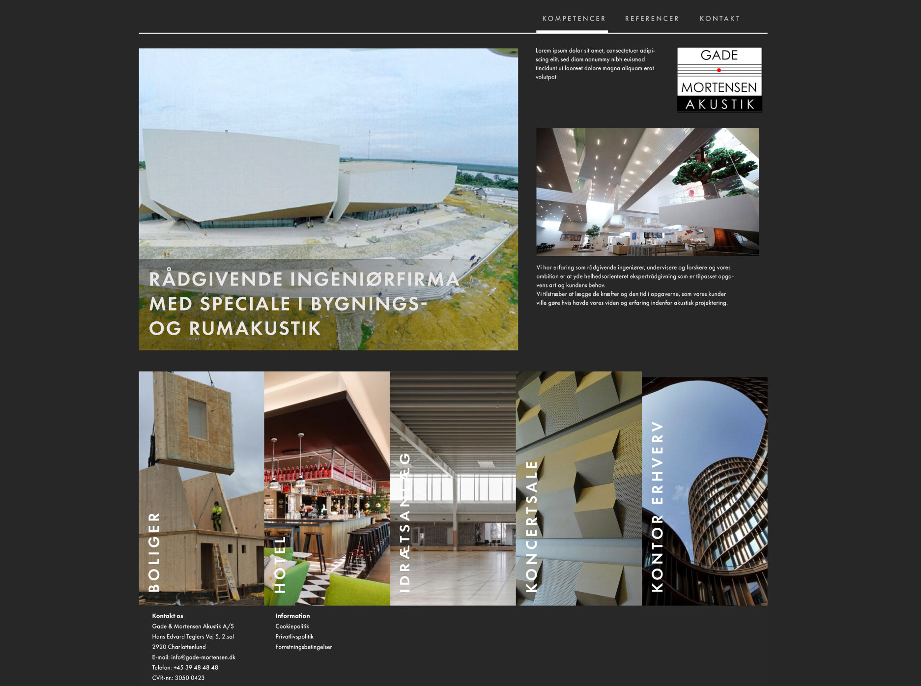 Website for Gade & Mortensen acoustic 