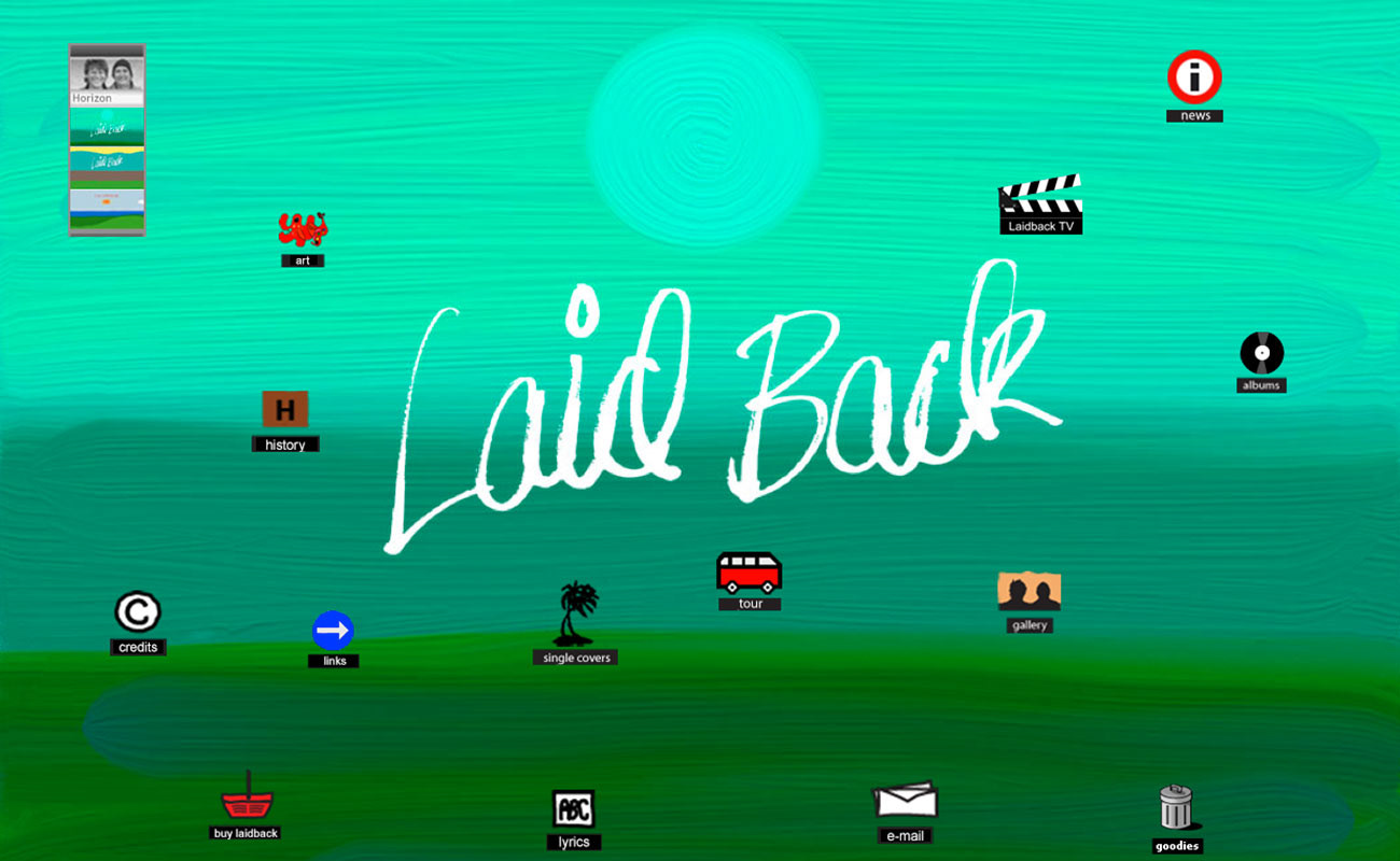 A website for a Danish  music band - Laid Back. Build as a old PC screen