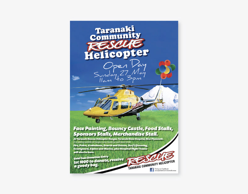 Taranaki Community Rescue Helicopter Open Day Poster Design