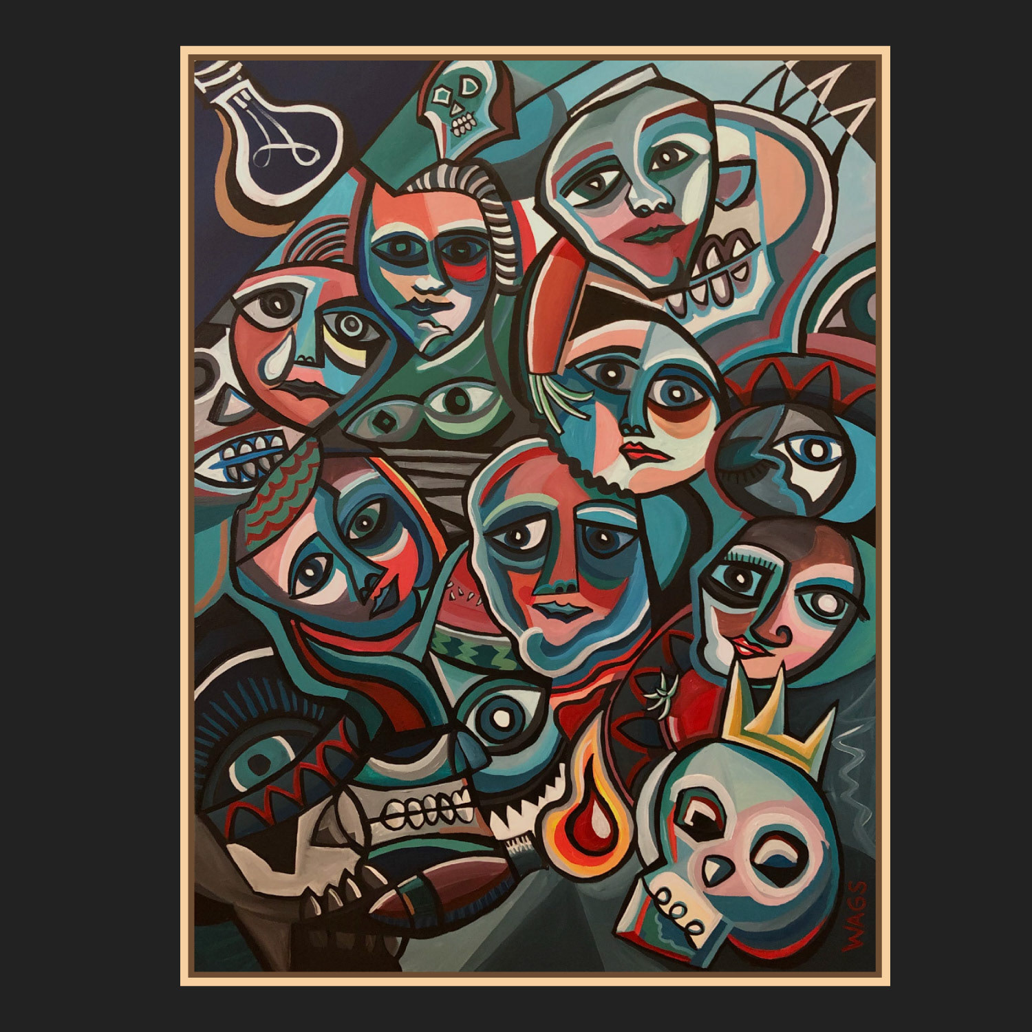 Several faces and skulls floating around with no clear purpose.