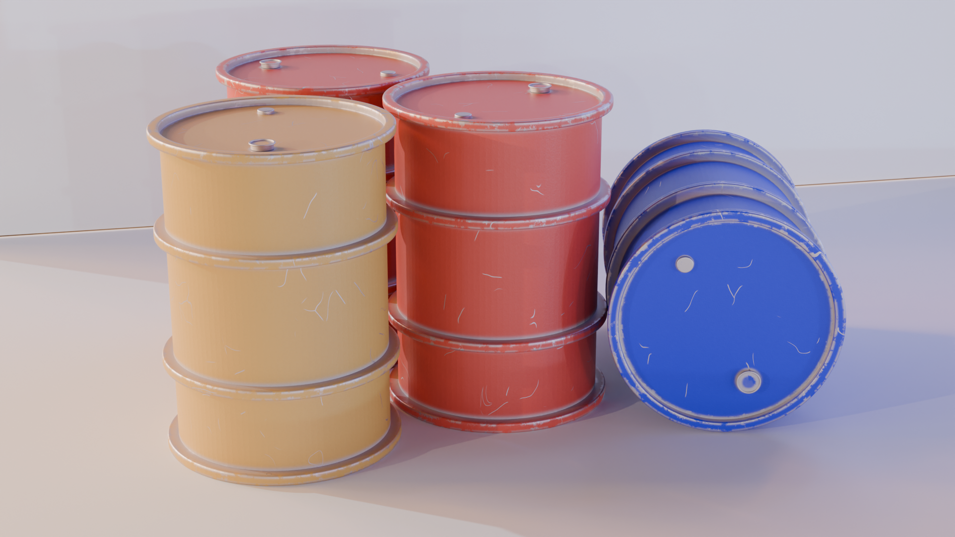 Game Ready Barrel / PBR metal material test. (Created in Blender)