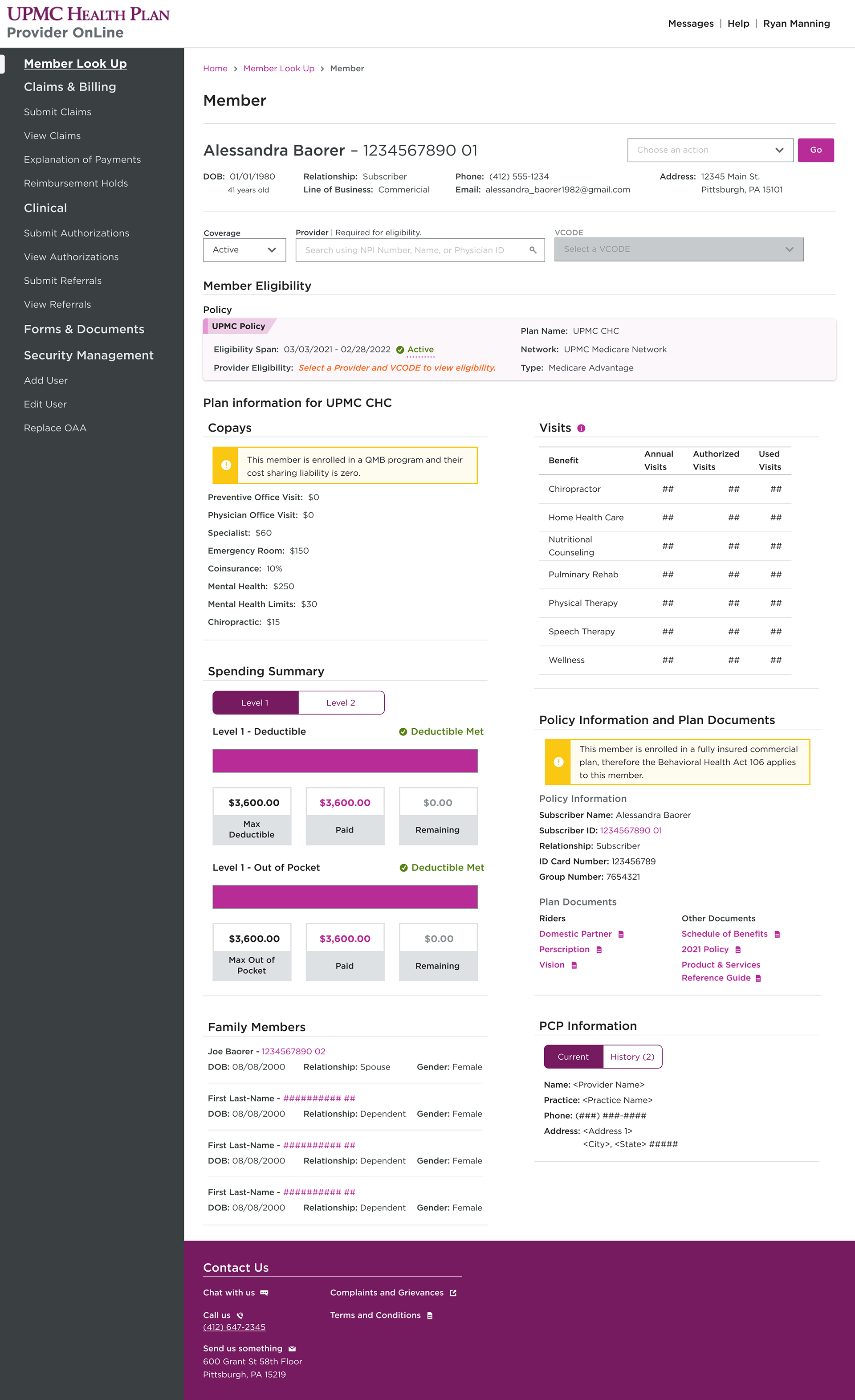 Member Information Page