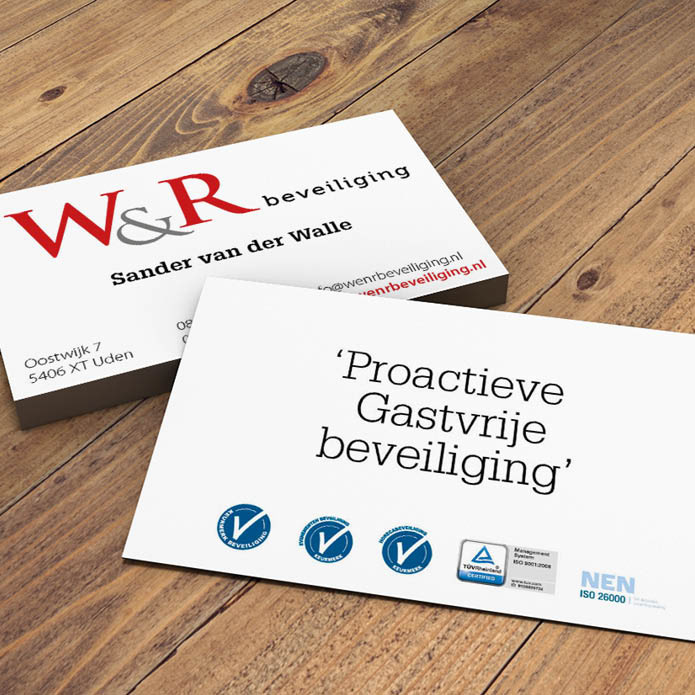 W&R Beveiliging visitekaartjes