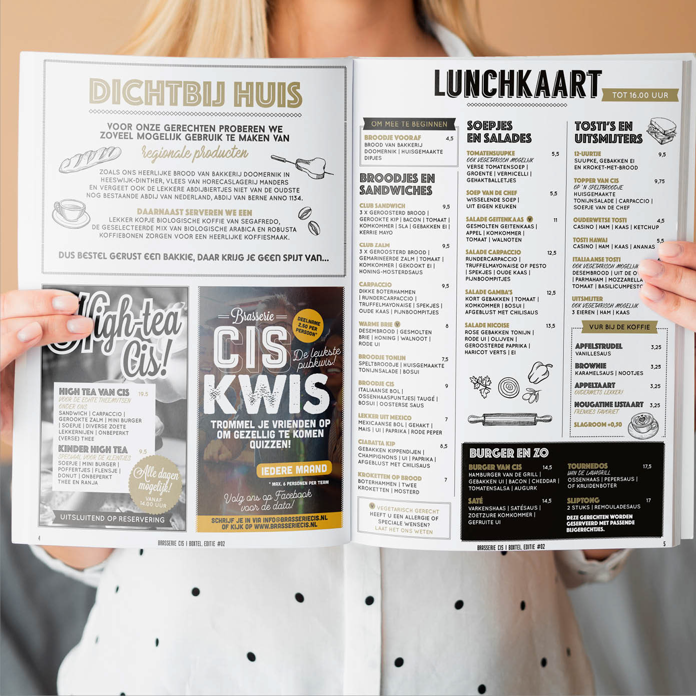Brasserie CIS menukaart krant
