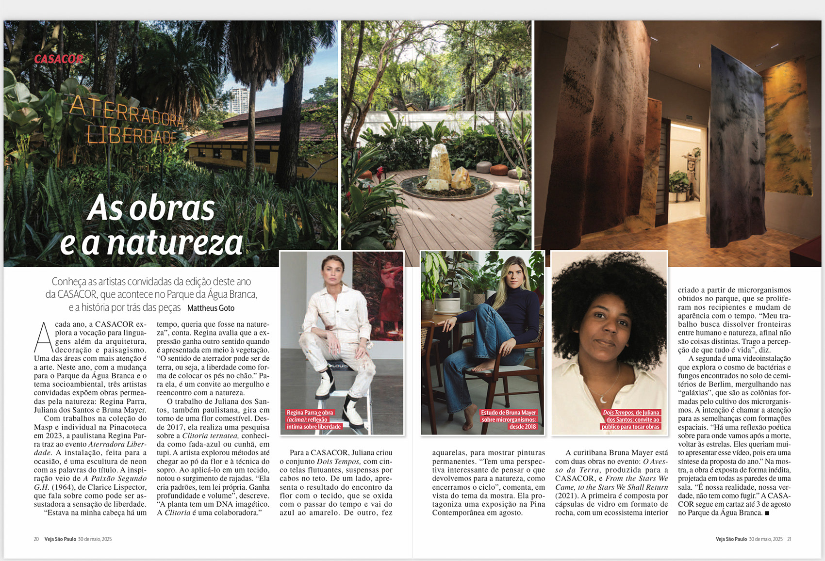 Bruna Mayer artista visual matéria na Veja São Paulo CASACOR 2025, Regina Parra, Juliana dos Santos